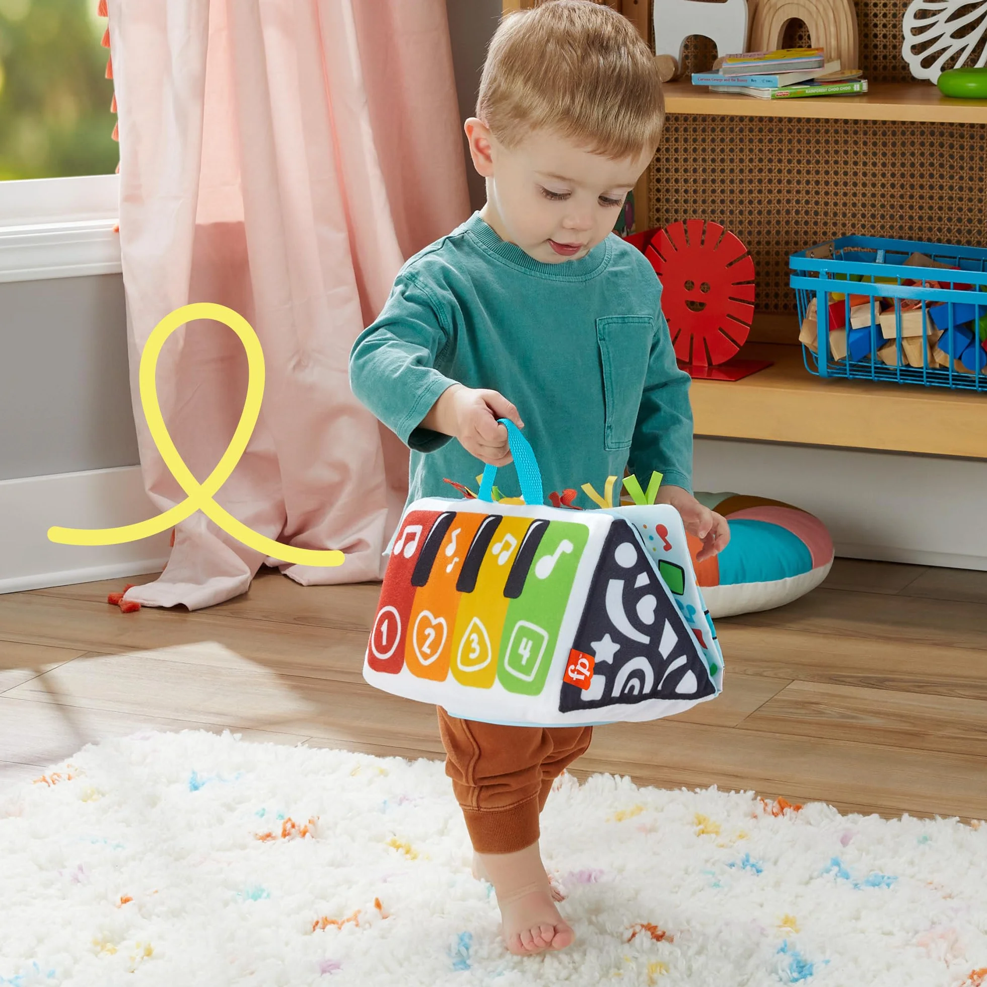 Fisher-Price Miękkie pianinko Baw się i kop HND54 Zabawka ze światełkami i muzyką dla niemowląt