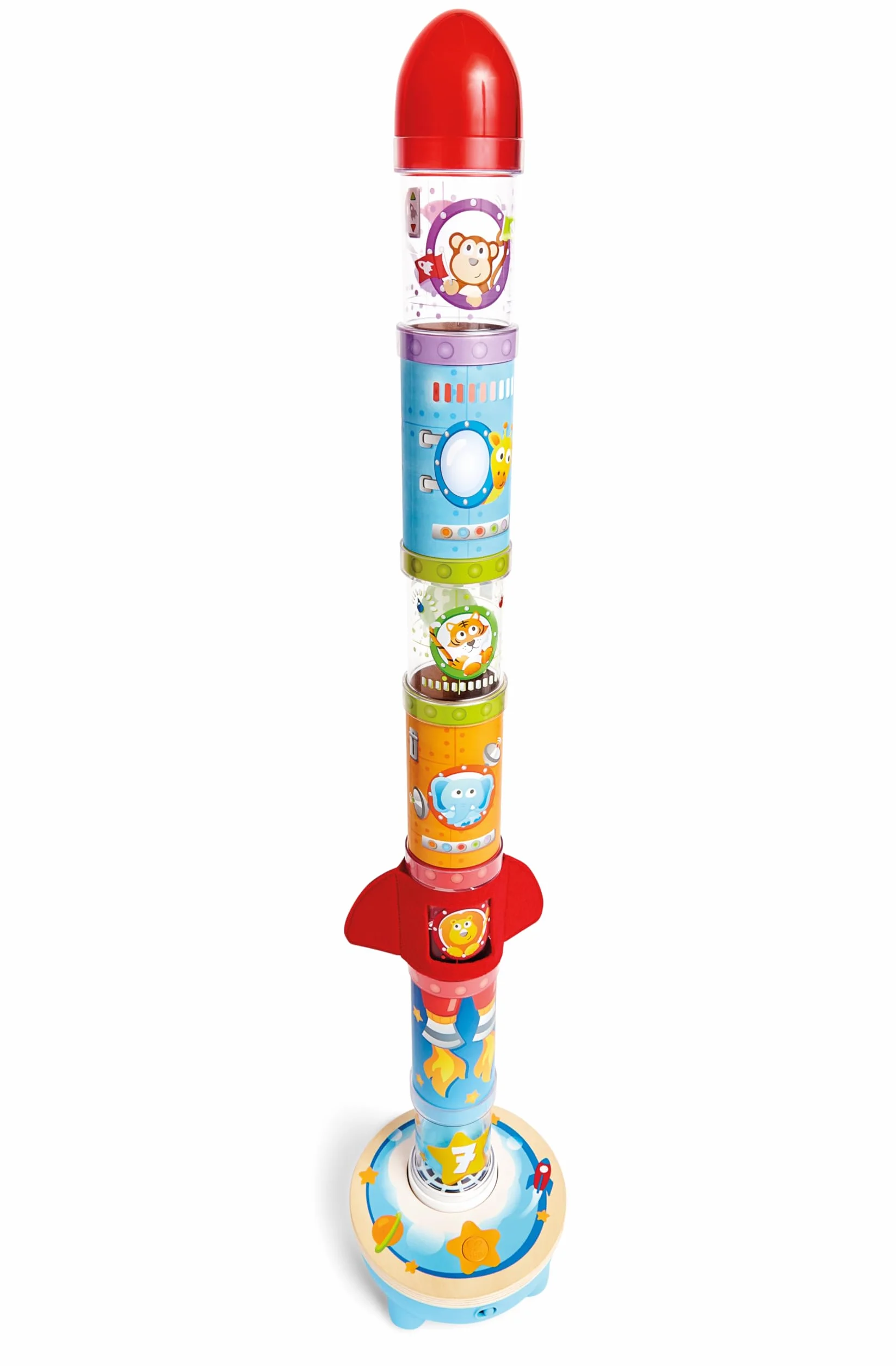 Hape Rocket Stacker Toy Air-Powered Ball Launcher Playset for Toddlers with Fan, 24 Months and Up, Black