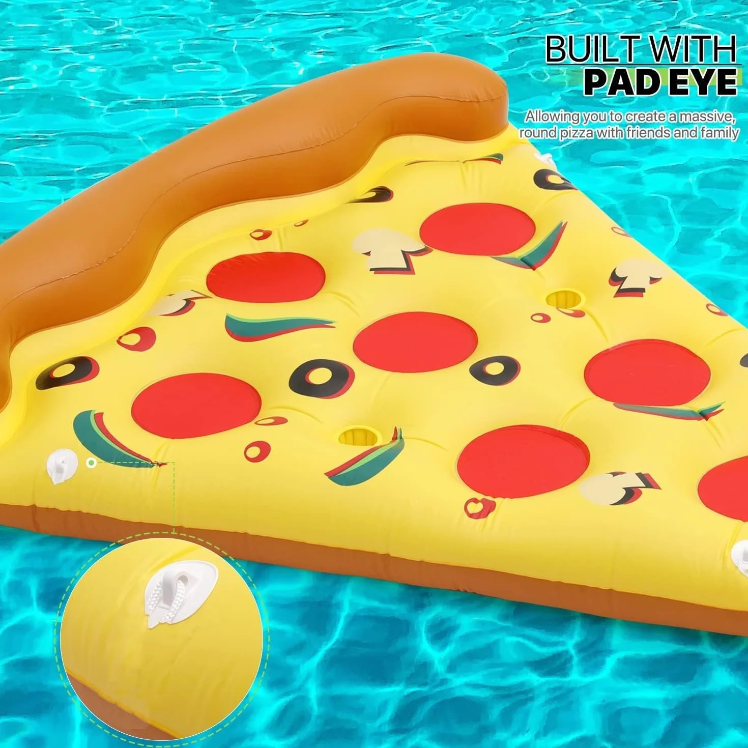 LATERN Olbrzymia nadmuchiwana tratwa wodna pizza 180 cm x 150 cm PCW z uchwytami na kubki