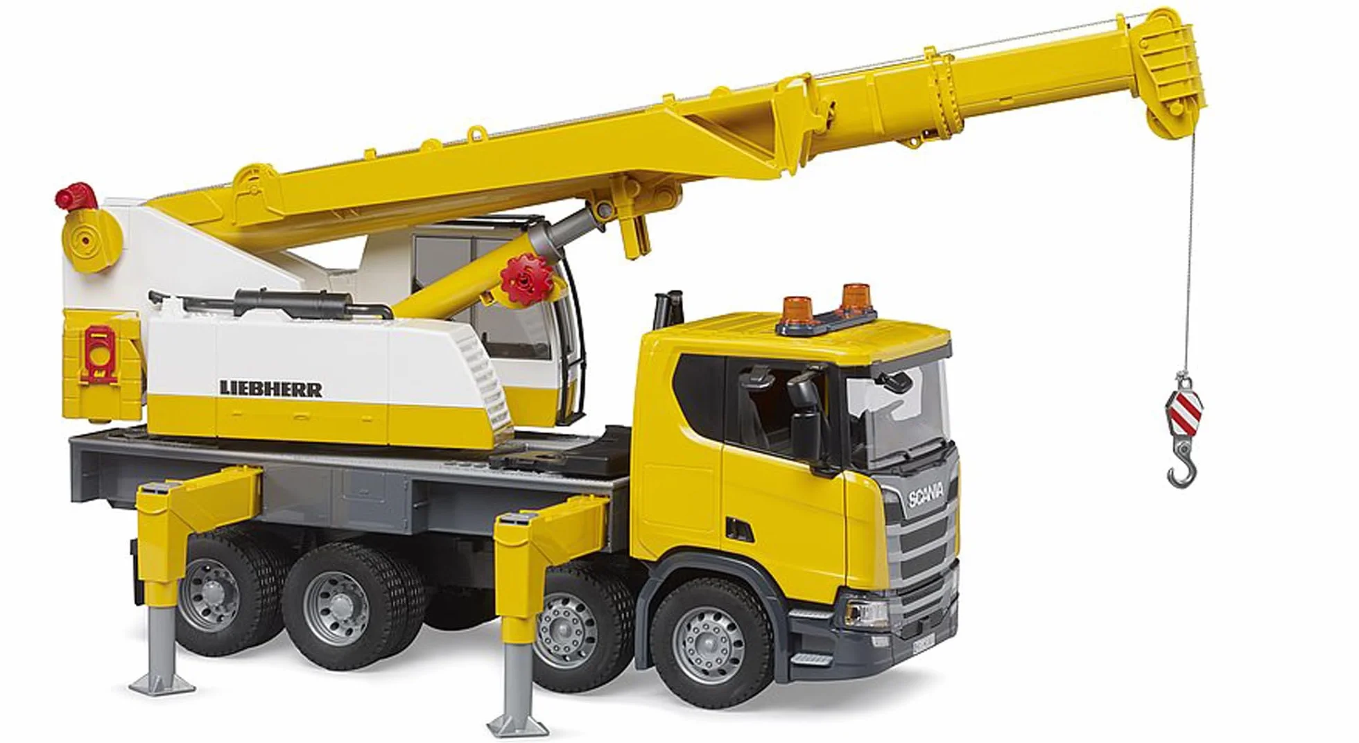 bruder 03571 - Ciężarówka z dźwigiem Scania Super 560R Liebherr z modułem świetlno-dźwiękowym - 1:16 Pojazdy, Pojazdy budowlane, Ciężarówka z dźwigiem, Zabawki od 4 lat
