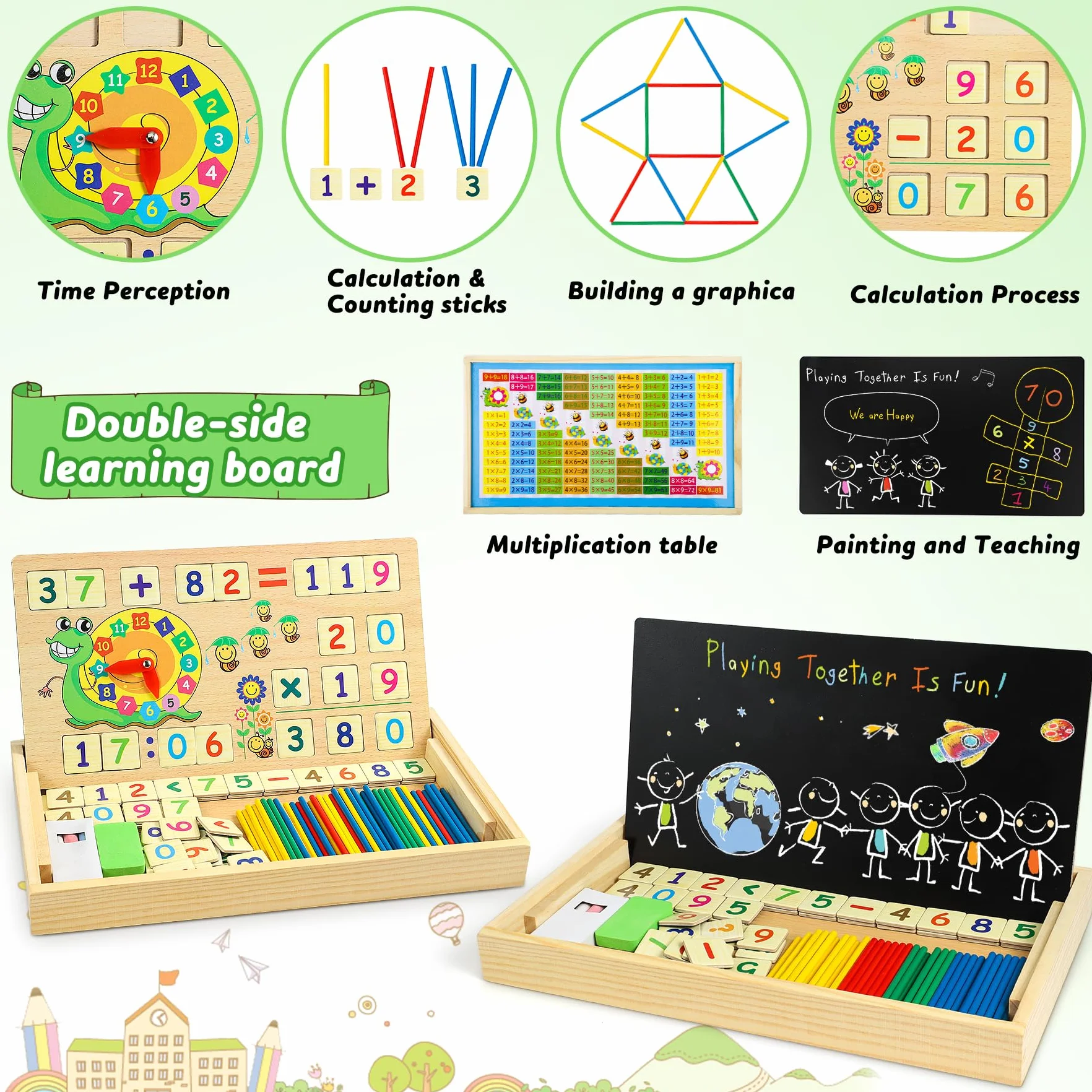 lenbest Matematyka Montessori zabawka z liczącymi pałeczkami - gry edukacyjne dla dzieci od 4, 5, 6 lat, dla chłopców i dziewczynek, prezenty wielkanocne