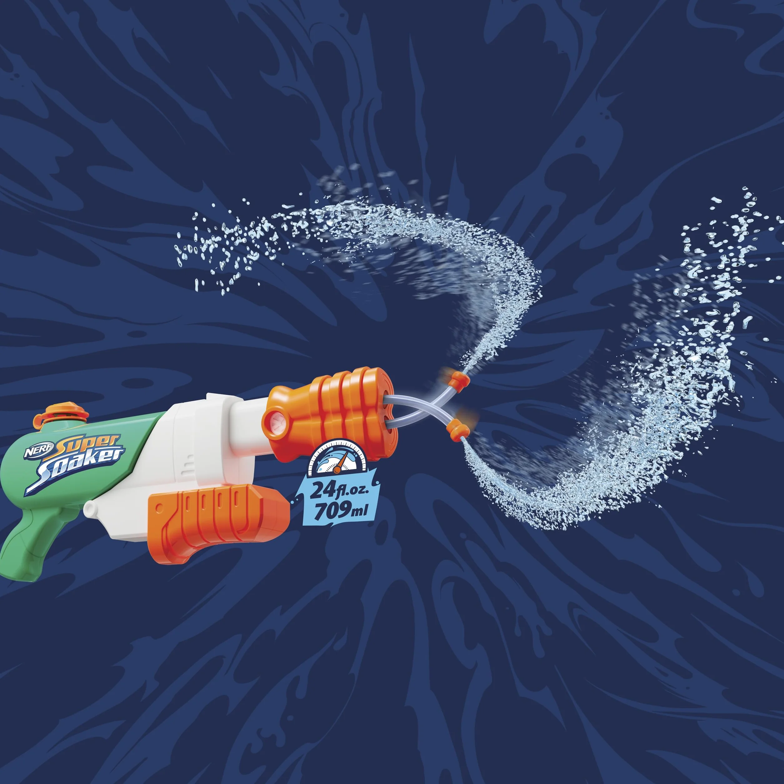 Nerf Super Soaker Hydro Frenzy Water Blaster, Wild 3-In-1 Soaking Fun, Adjustable Nozzle, 2 Water-Launching Tubes