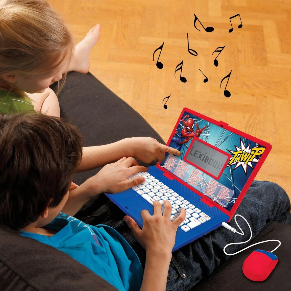 Lexibook JC598SPi3 Spider-Man Dwujęzyczny Laptop do Celów Edukacyjnych Angielski i Niemiecki, 124 Aktywności, Matematyka, Logika, Muzyka, Zegar, Gry, Zabawka dla Dzieci (Dziewczynki i Chłopcy),