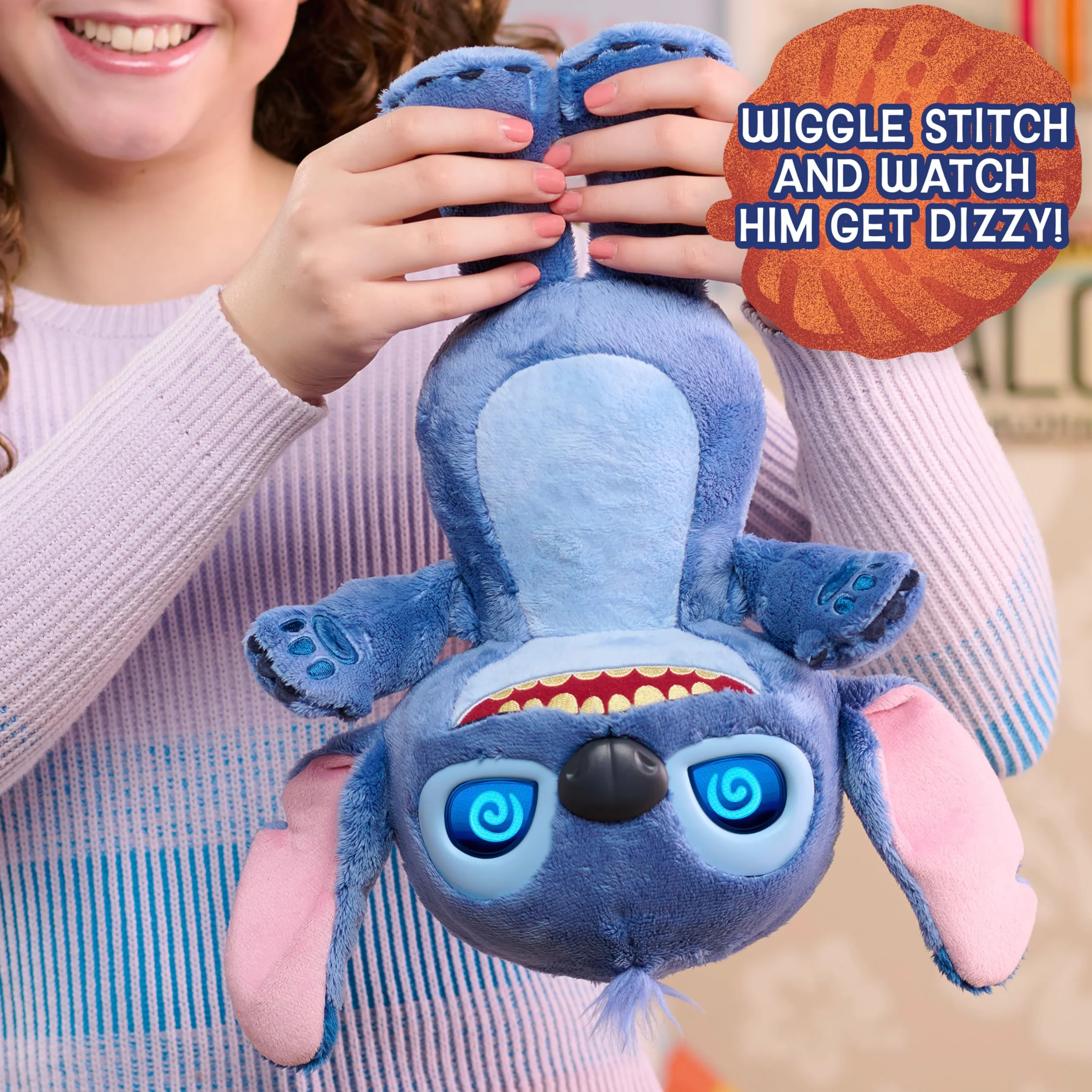Disney Stitch Many Moods 14-inch Interactive Plush, 50+ sounds & phrases, LCD Eyes, inspired by Disney's new live-action Lilo & Stitch movie, Toy for Fans, Girls, Boys, Kids 3+ by Just Play