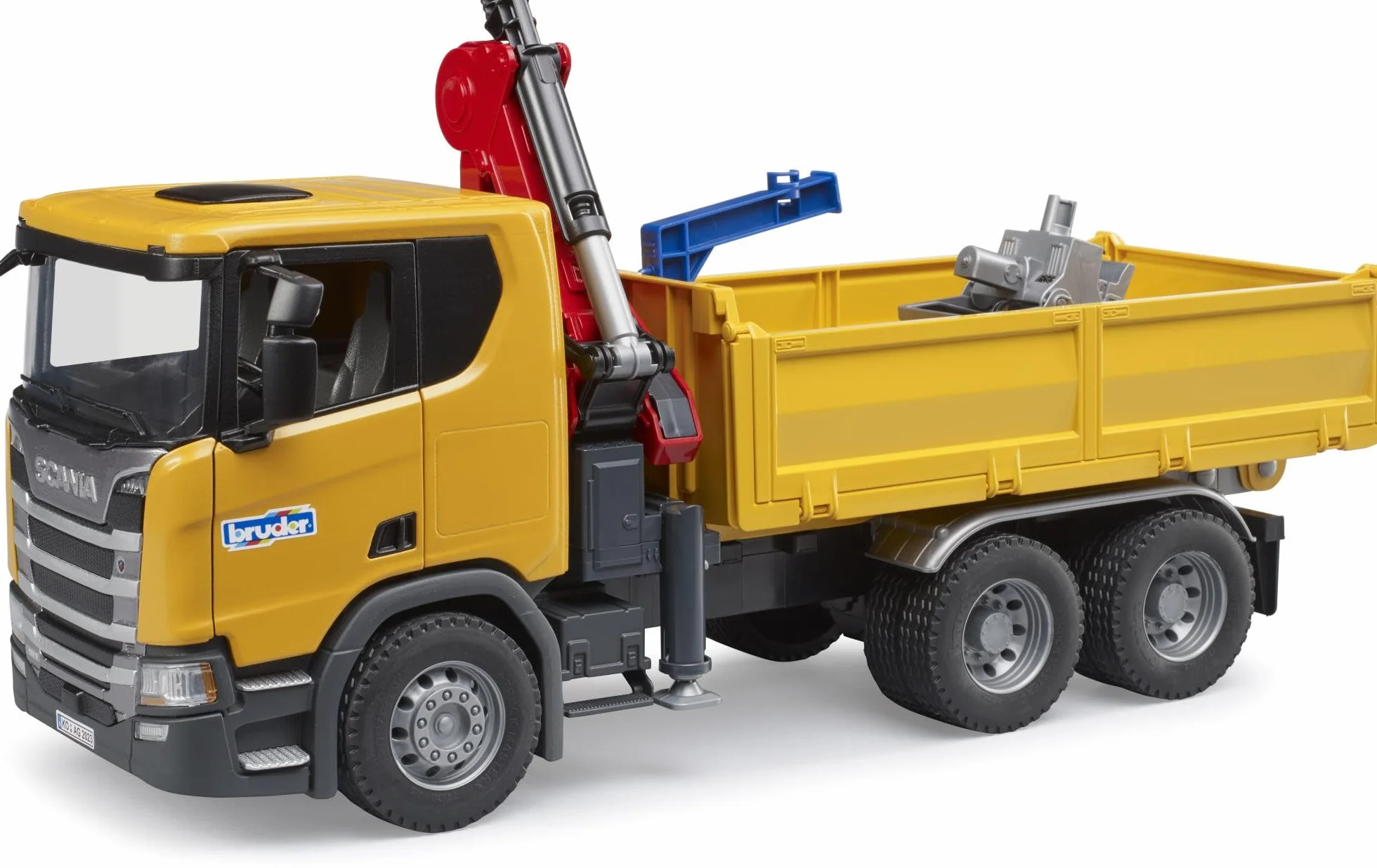 bruder 03551 - Scania Super 560R ci|arówka budowlana z dzwigiem i 2 paletami, pojazdy, pojazd budowlany, ci|arówka z dzwigiem, ci|arówka, zabawki od 4 lat