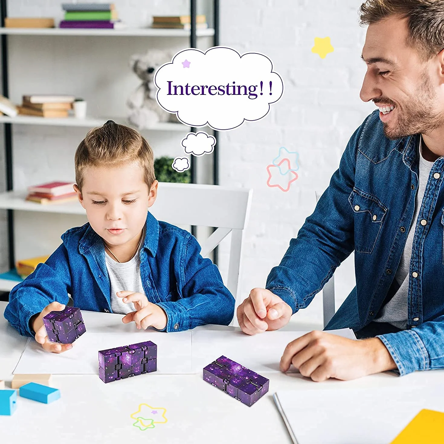Infinity Cube, nieskończona kostka, zabawka Fidget antystresowa, do łagodzenia stresu i lęku relaksująca (fioletowa)