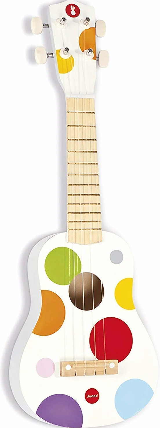 Janod Kids Wooden Toy Ukulele ‘Confetti’ - Pretend Play and Musical Awakening Toy - From 3 Years Old, J07597