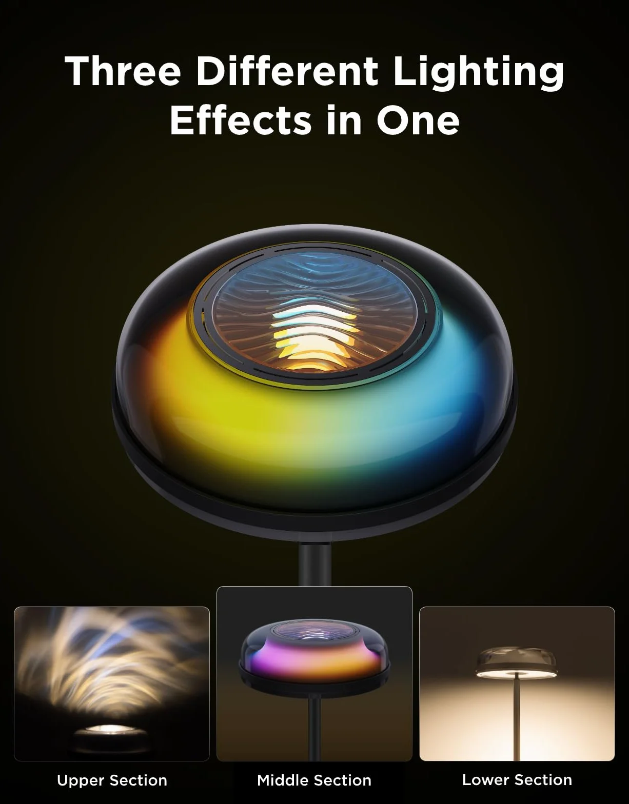 Govee Uplighter Lampy podłogowe niezależne od trzech stref, RGBIC ciepłe i zimne białe falowane oświetlenie lampa działa z Matter i Alexa, 80+ trybów sceny, 1000 lm, 2700-6500 K, idealna do salonu
