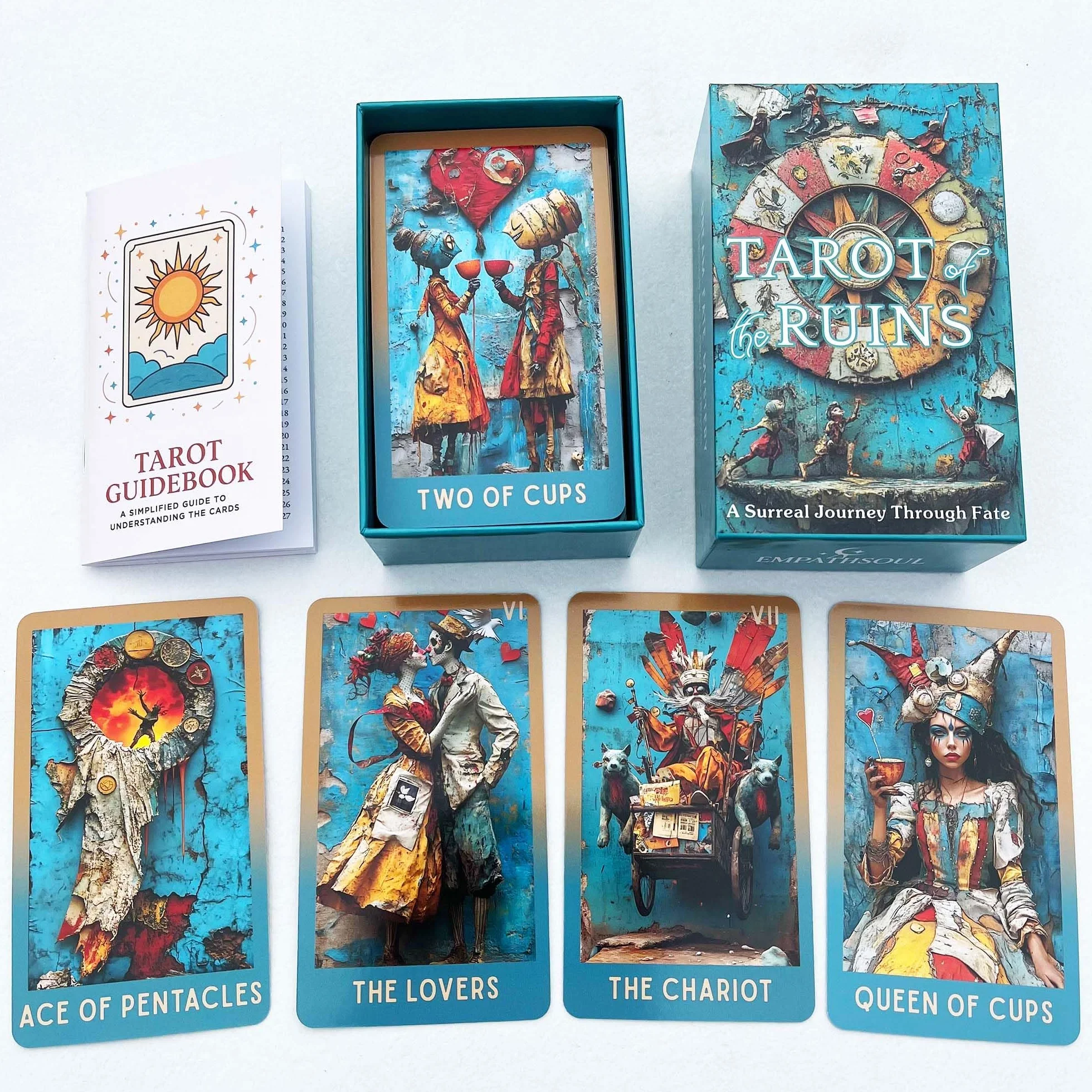 Tarot Ruin, 78 surrealistycznych kart tarota z archeiczna rzeźbą, IntuitionTarot dla początkujących i doświadczonych czytelników, unikalne karty tarota z przewodnikiem