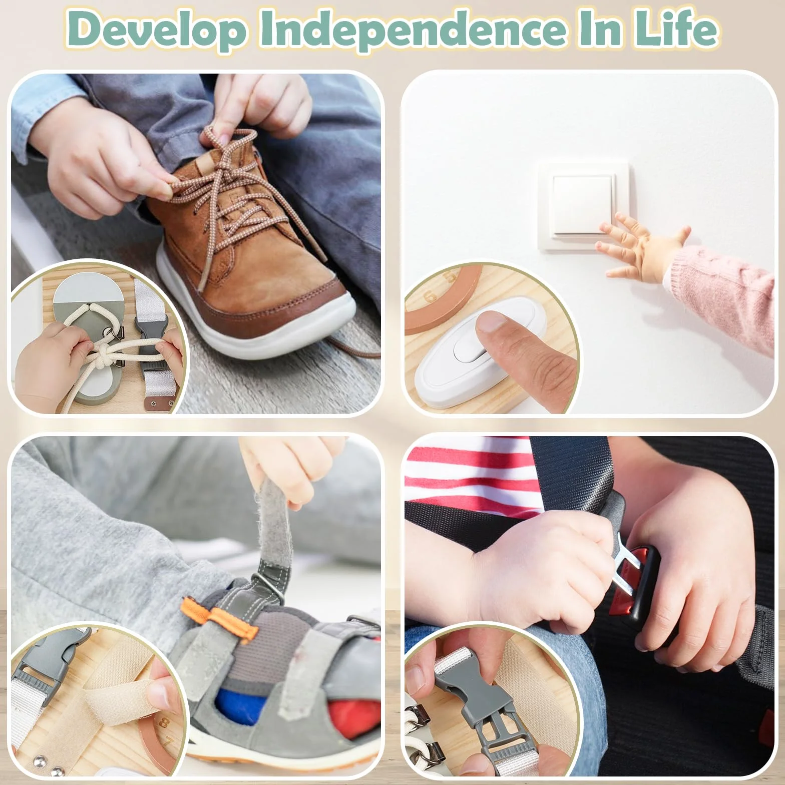 Joyreal Montessori Busy Board Activity Board zabawka motoryczna, deska sensoryczna