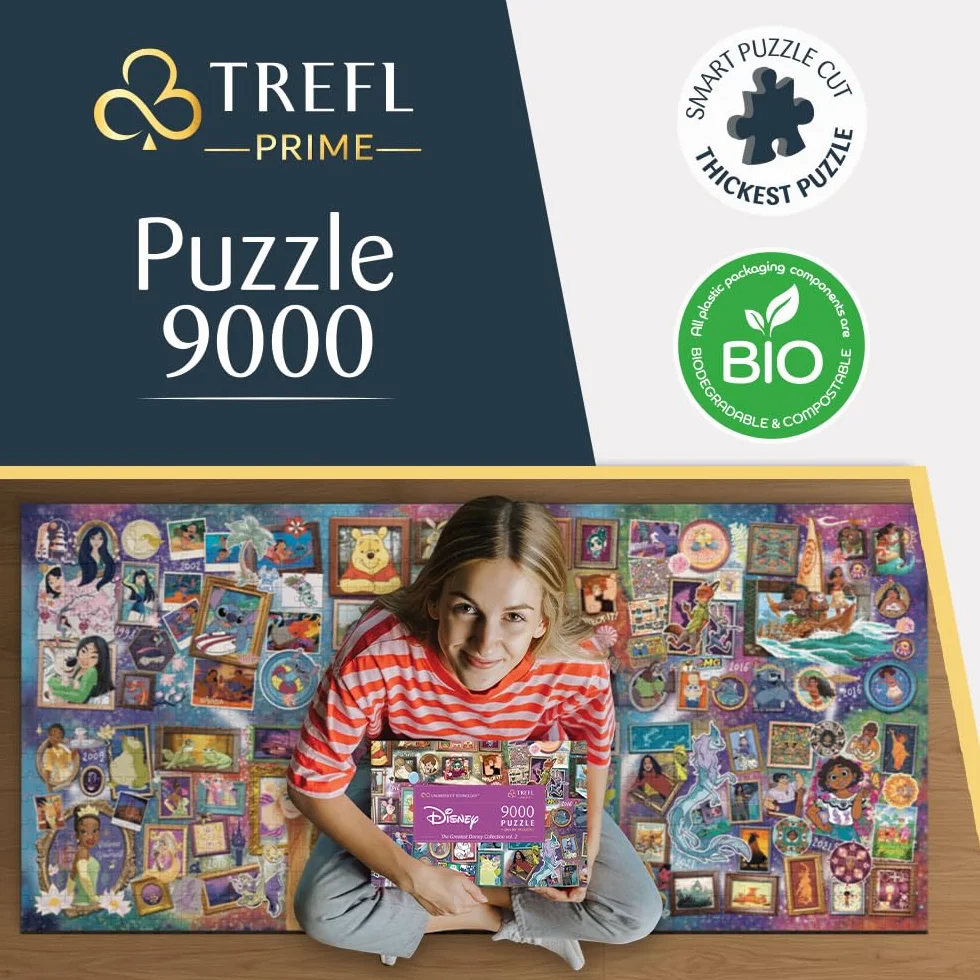 Trefl Prime - Puzzle UFT: The Greatest Disney Collection vol.2-9000 Elementów, Bohaterowie Disneya, Duża Układanka, Najgrubsza Tektura, dla Dorosłych i Dzieci od 15 lat