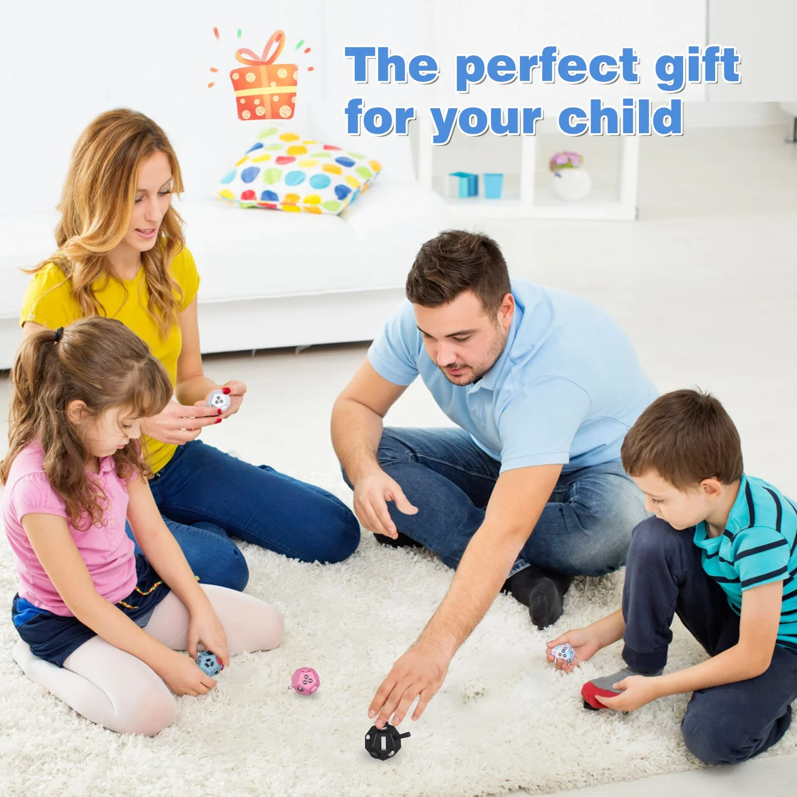 VCOSTORE Mini Fidget Stresswürfel Cube 12 stron, ulga w lęku, przenośna zabawka antystresowa dla dzieci i dorosłych z ADHD, ADD, OCD, autyzmem, czarna