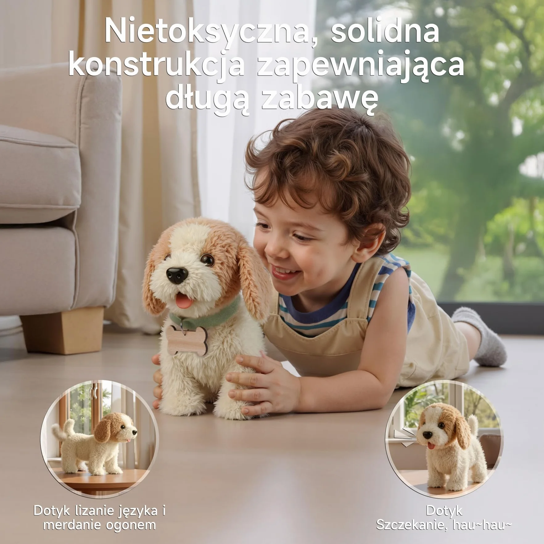 OR OR TU Chodzące Pies zabawki dla psów dla dzieci, chodzenie i szczekanie na smyczy, realistyczne interaktywne zabawki dla psów Pluszowy elektroniczny szczeniak dla dzieci 3+ lat Dziewczynki Chło