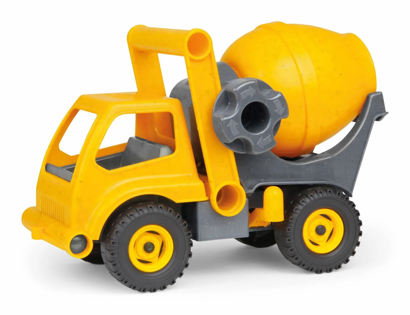 Lena 04215 – EcoActives betoniarka, na plac budowy pojazd ok. 28 cm, wytrzymały z ruchomym bębnem mieszającym, pojazd do zabawy dla dzieci od 2 lat, żółty