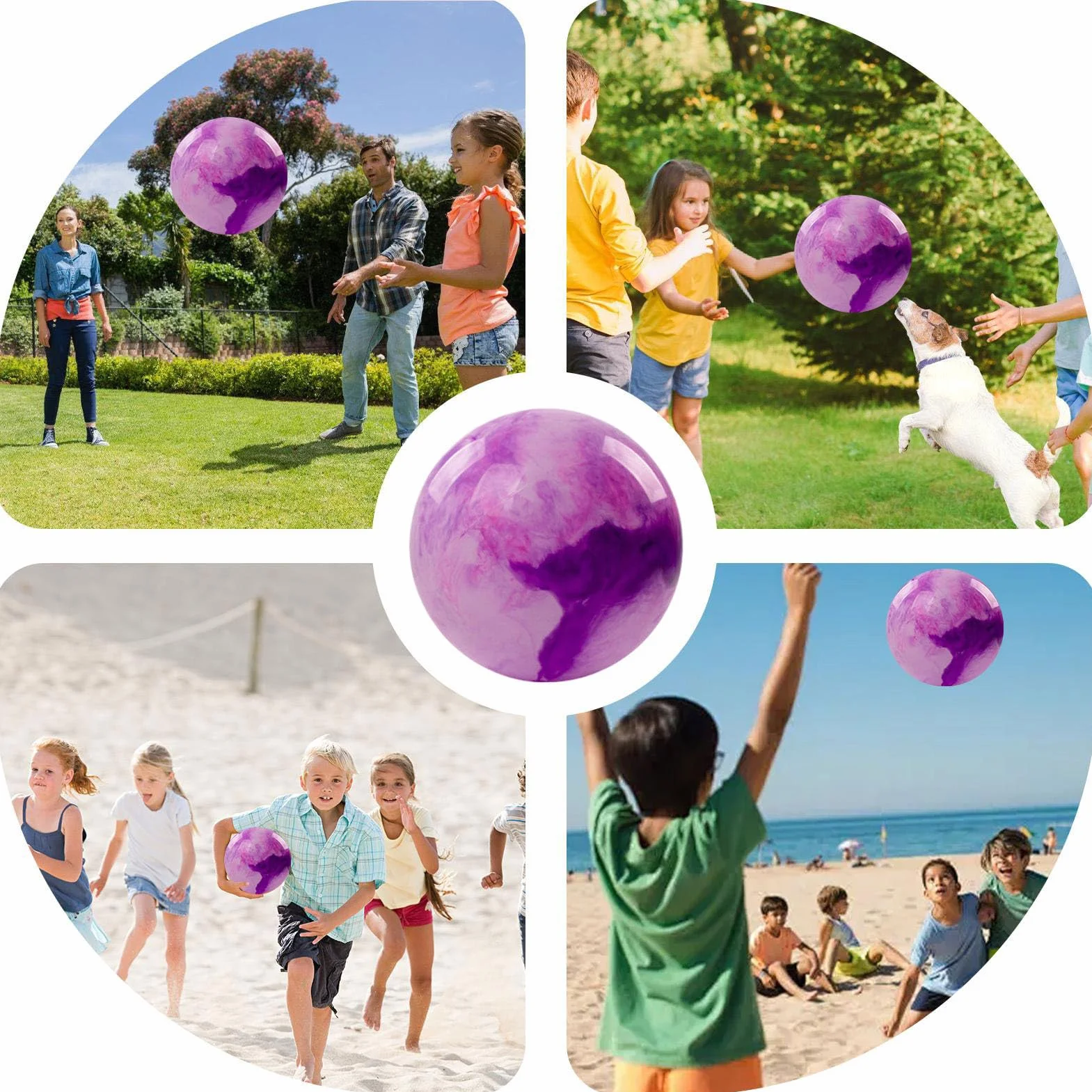 Beach Ball 3-Pack Marbleized Inflatable Pool Toys 15/18 Inches Lightweight Outdoor