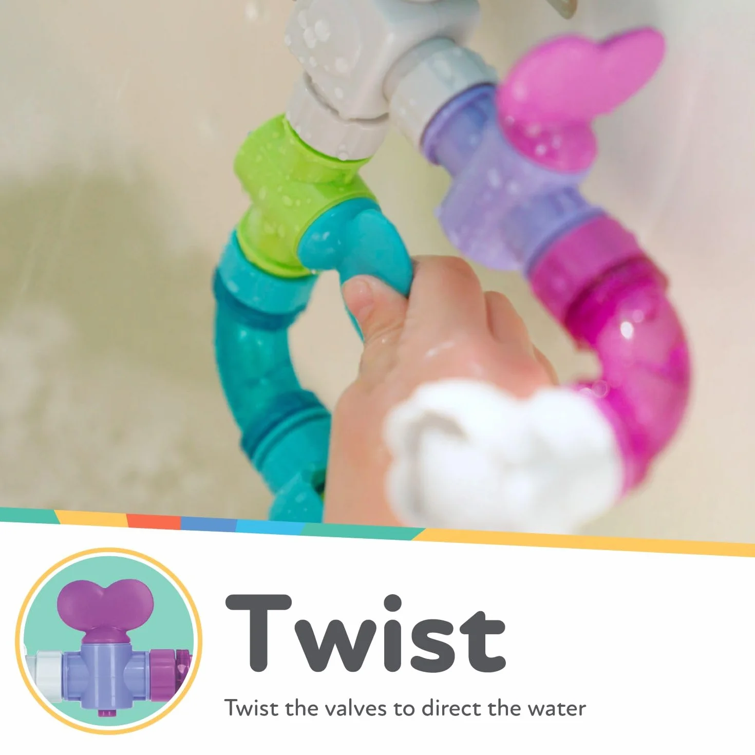 Nuby Wacky Waterworks Węże do kąpieli z zabawkami dla dzieci 3 lat