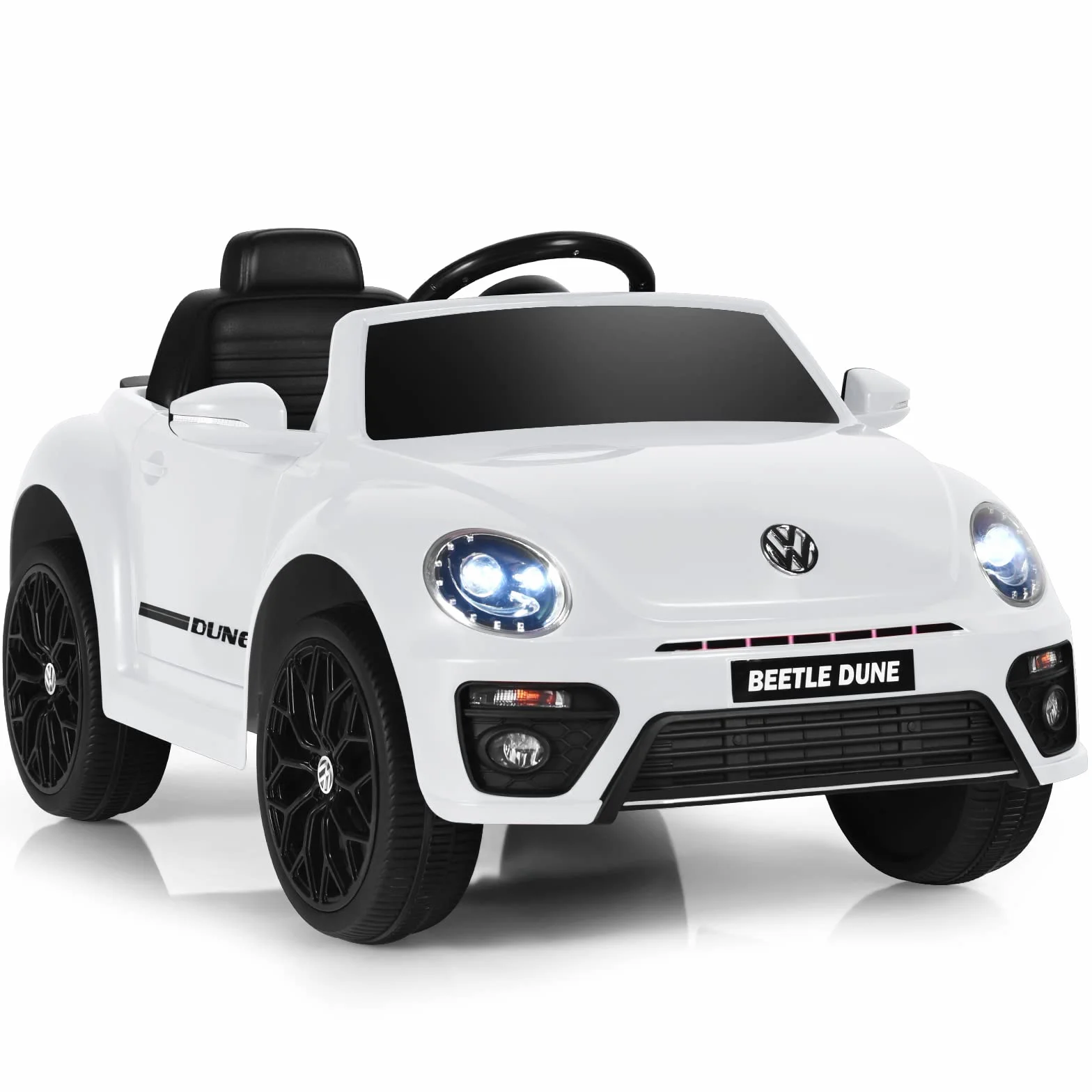 COSTWAY Samochód elektryczny dla dzieci 12 V VW Beetle z pilotem 2,4 G biały