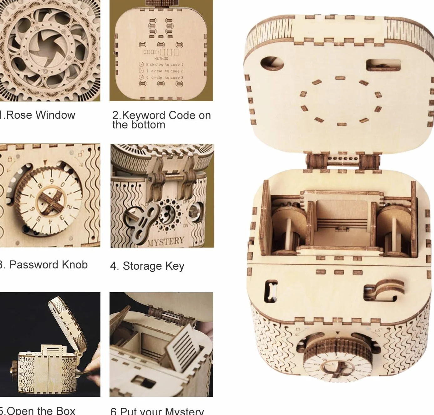 Robotime Zestaw modelowy Pudełko na skarby drewniane puzzle 3D, zestaw konstrukcyjny do budowy