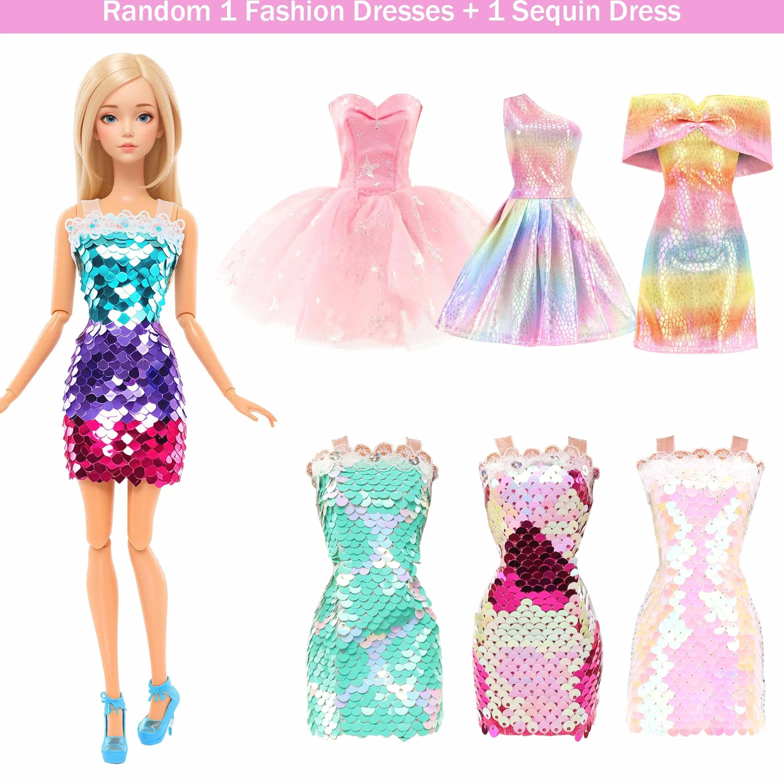 Miunana 95 Lalki Ubrania i akcesoria Moda Sukienki Topy Spodnie Strój Stroju Party Suknia Mini Sukienki kąpielowe Bikini Buty Księżniczka Skrzydła Wieszaki Torebka dla 11.5 calowej lalki