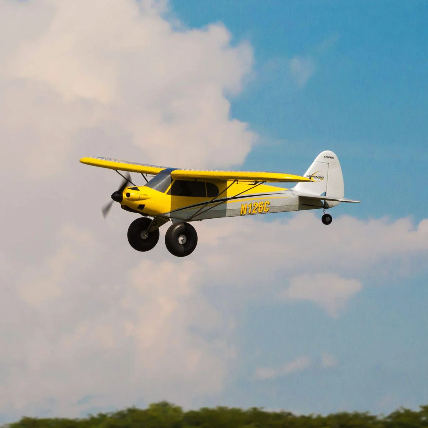 HobbyZone RC samolot Carbon Cub S 2 1,3 m BNF Basic (nadajnik, akumulator i ładowarka nie wchodzą w zakres dostawy) z sejfem, HBZ32500, żółty