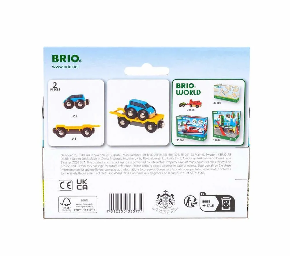 Brio 63357700 Wagon Do Przewozu Samochodów (63357700) Bezpieczna Zabawka Dla Dzieci Powyżej 3 Lat,Wielokolorowa,Brio 33577