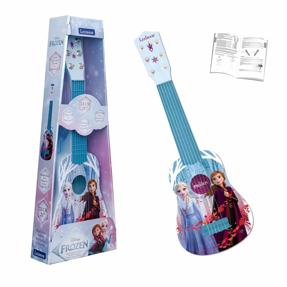 Lexibook Disney K200FZ Kraina Lodu Elsa My First Guitar dla Dzieci, 6 Strun Nylonowych, Długość 53 cm, Przewodnik w Zestawie, Niebieski, Fioletowy, K200FZ