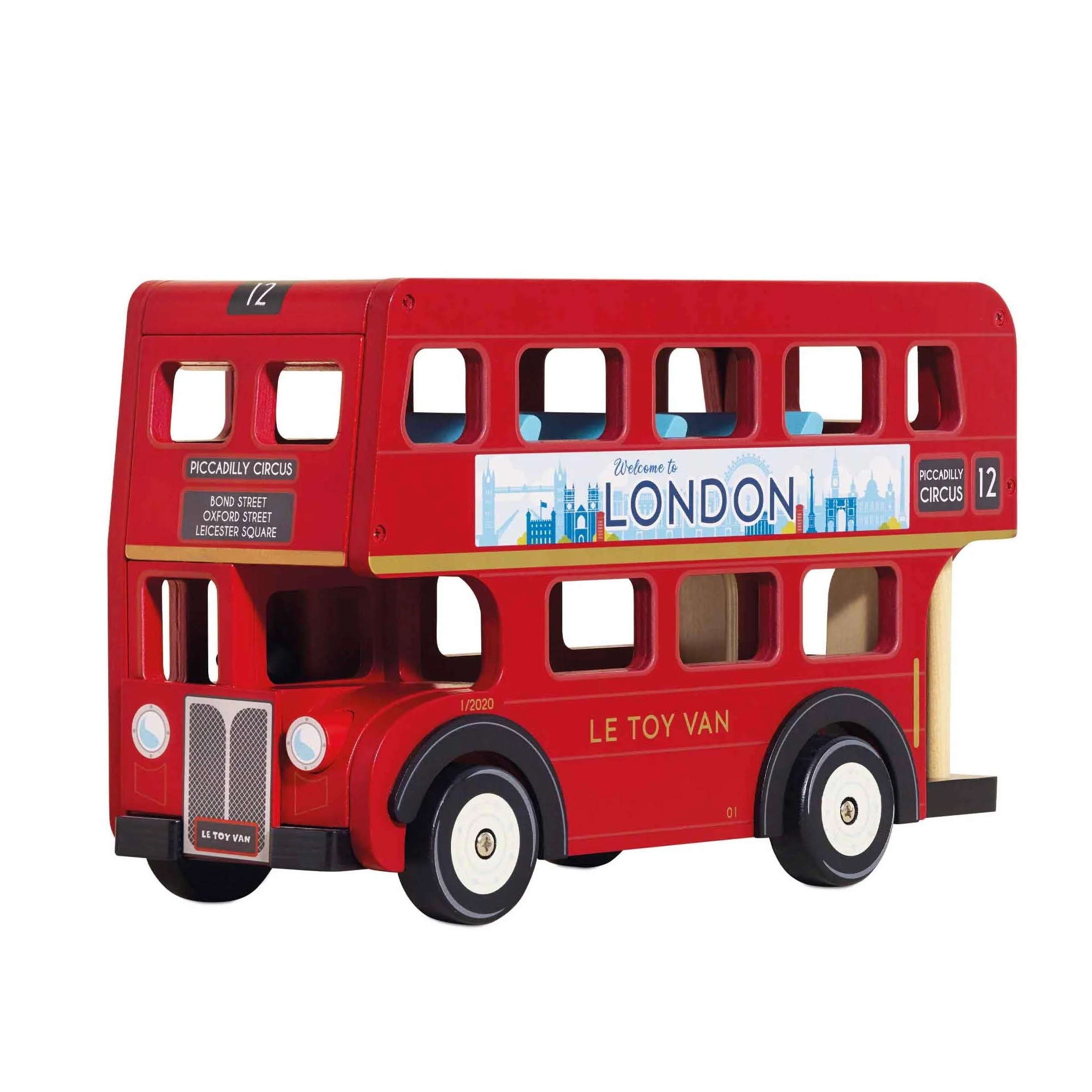 Le Toy Van TV469 Cars & Construction Double Decker Wooden Role Play Suitable for Girls and Boys Toys, London Bus