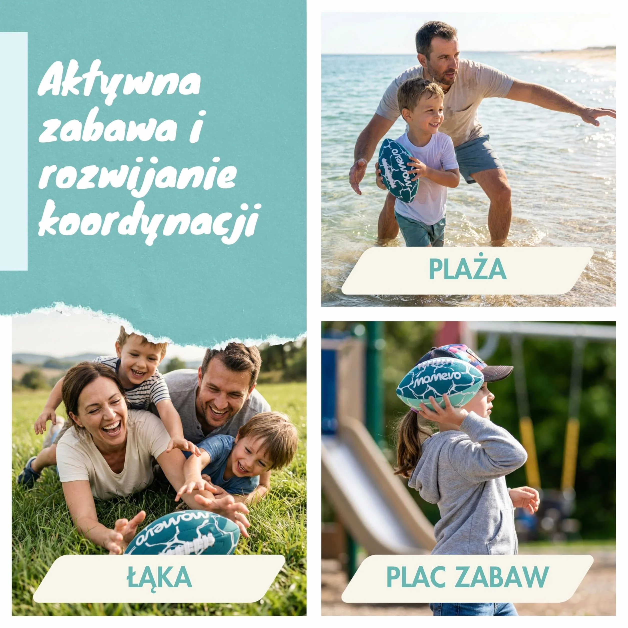 Piłka wodna Momevo BeachBuddy z neoprenu dla dzieci w wieku od 2 lat – miękka piłka dziecięca do użytku na zewnątrz