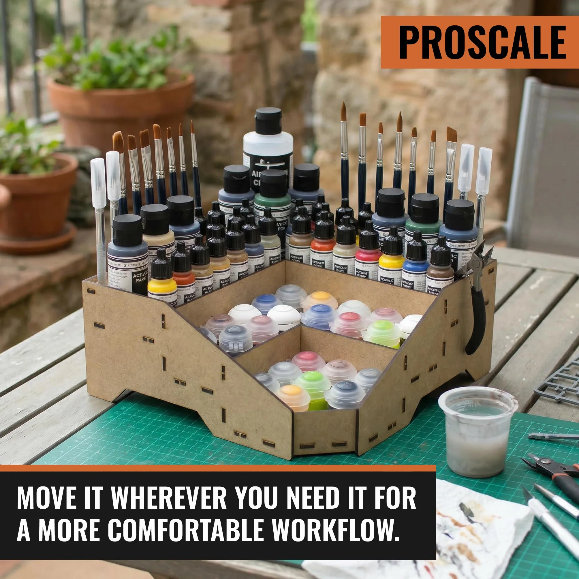 PROSCALE Paint Rack for model paints. Hobby craft Citadel Vallejo Tamiya Army paint rack stand Portable paint holder organiser Miniature warhammer paint storage Stand Model painting station (Model D)