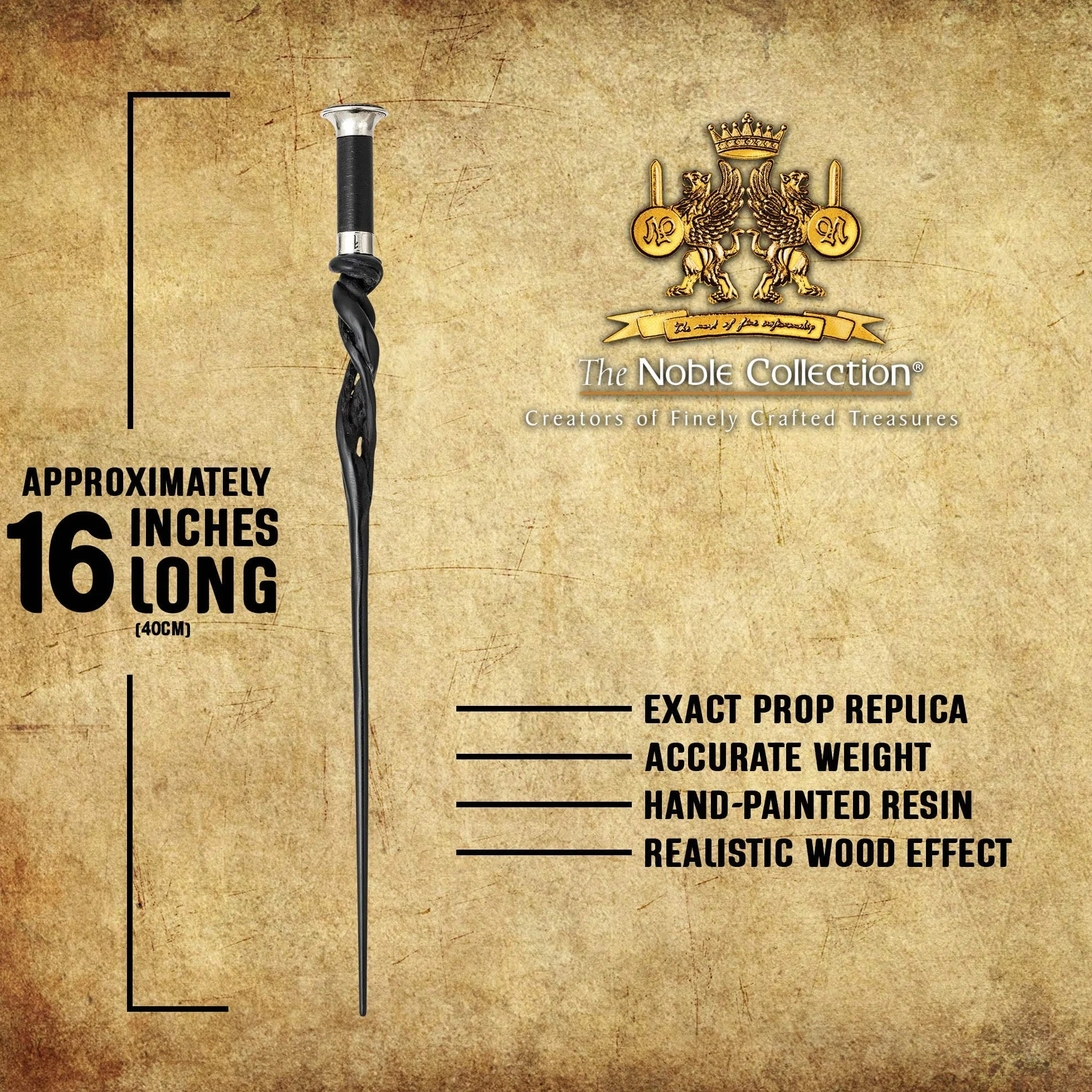 The Noble Collection - Albus Dumbledore's Wand in Collector's Box - 15.7in (40cm) High Quality Hand Painted Dumbledore Wand - Officially Licensed Fantastic Beasts Film Set Movie Props