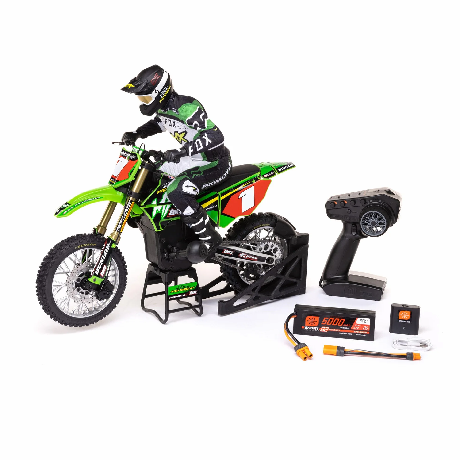 LOSI RC 1/4 Promoto-MX Motorcycle RTR z baterią i ładowarką, Pro Circuit, LOS06002, Green
