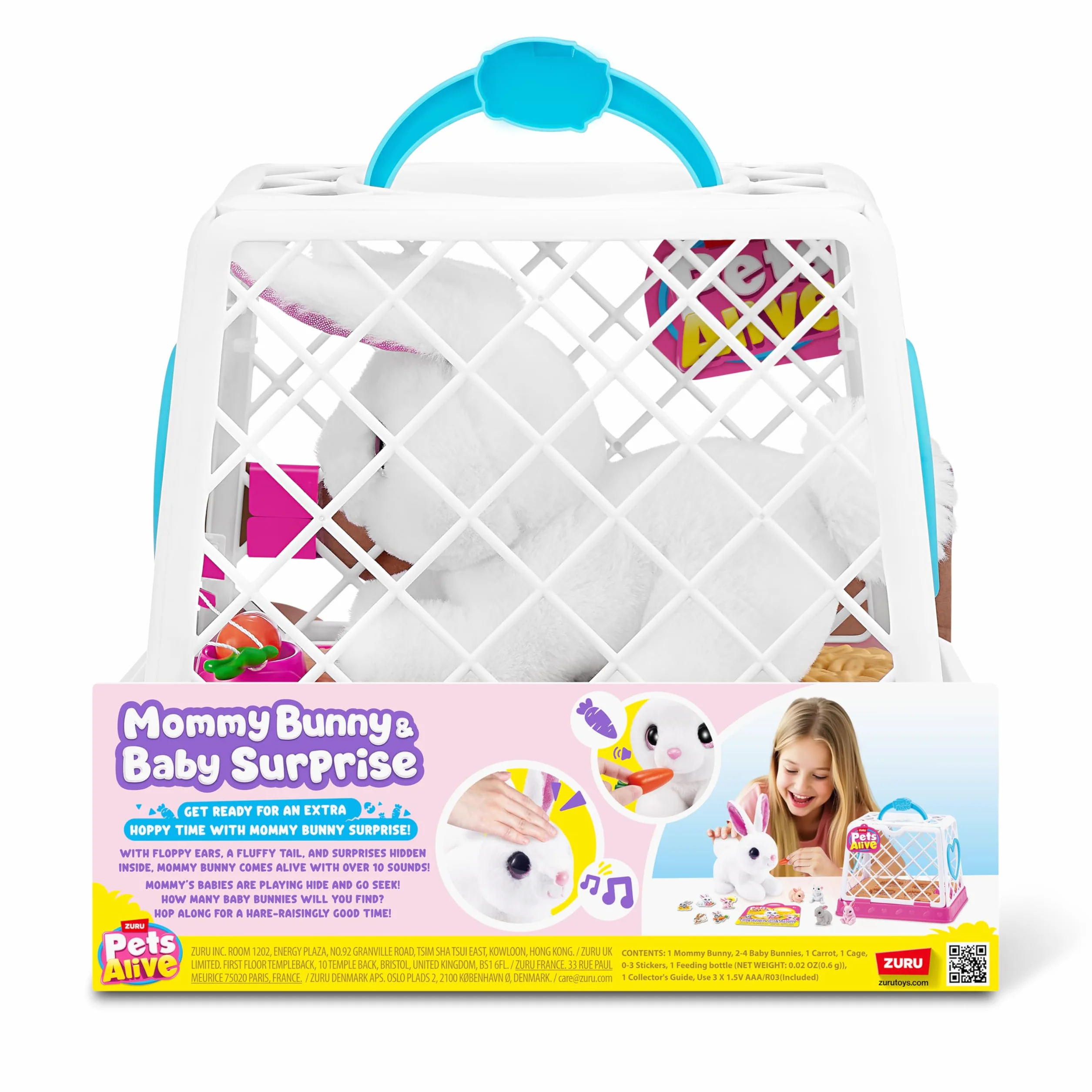 ZURU Pets Alive Mommy Bunny & Baby Surprise elektroniczny robotyczny pluszowy zabawka