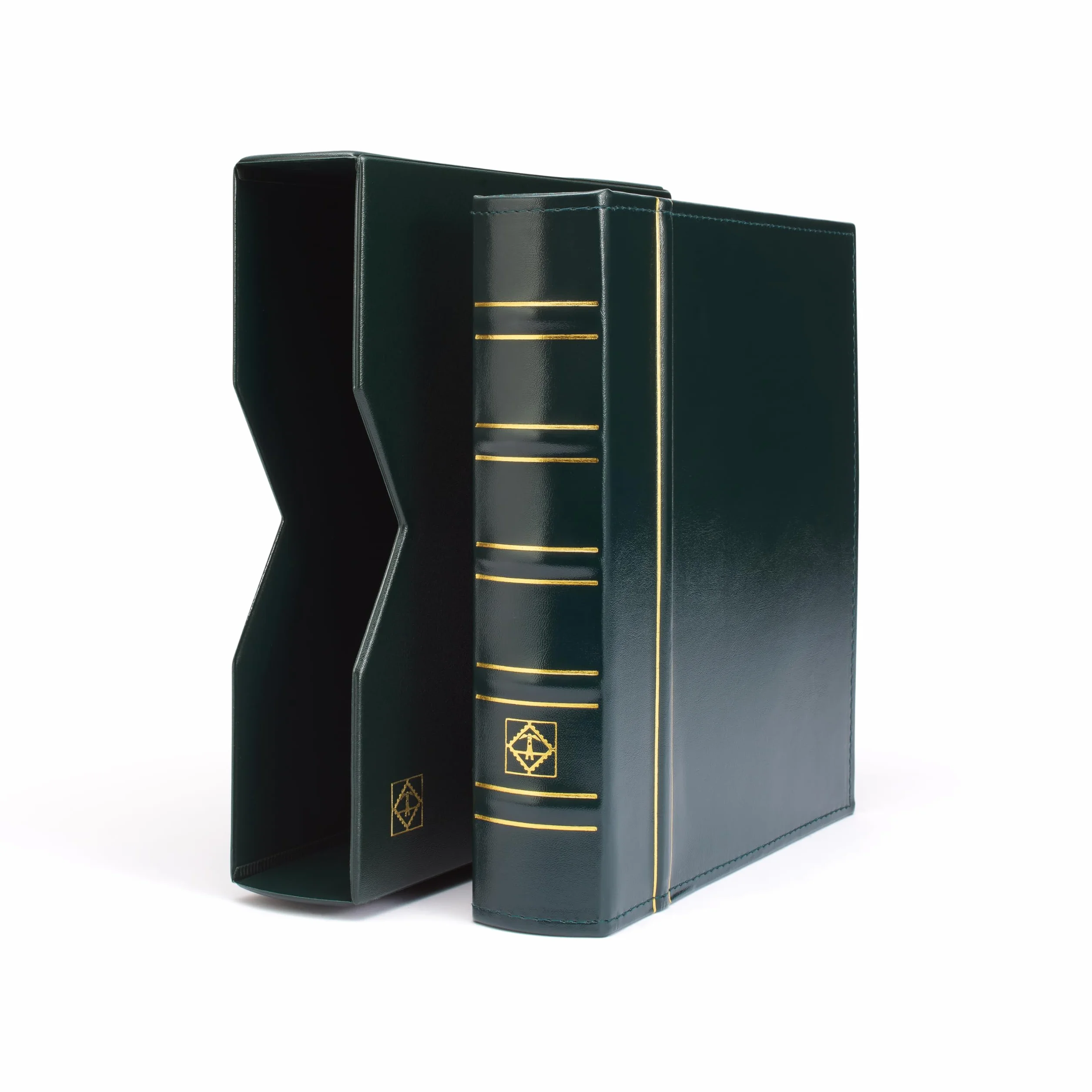 Leuchtturm 320397 Optima Classic album na monety – 10 koszulek na monety o średnicy 42, 27, 20, 34 mm, 2 okładki, kaseta ochronna – zielony
