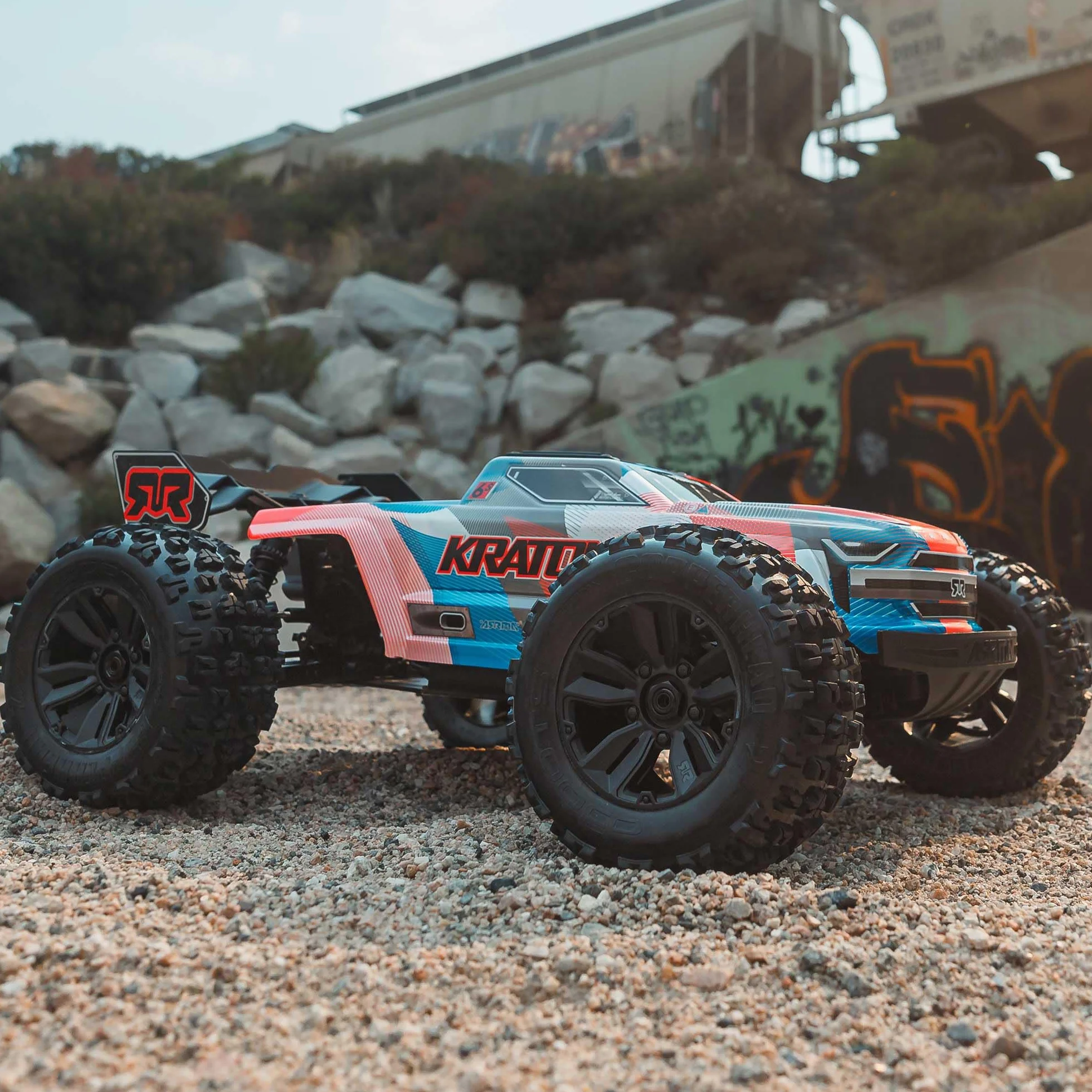 ARRMA RC Truck 1/8 KRATON 4X4 6S BLX BRUSHLESS V6 Speed Truck RTR niebieski pomarańczowy