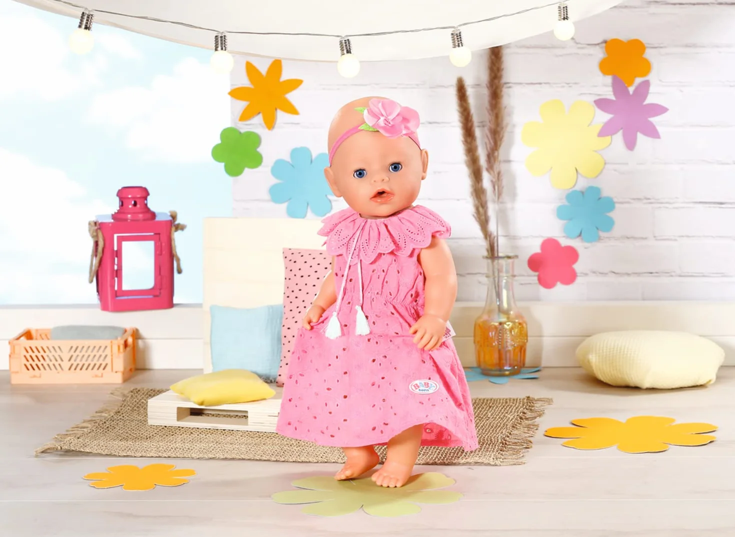 BABY born Trendy Flowerdress - Fits BABY born Dolls up to 43cm - Set Includes Dress, Headband and Hanger - Suitable for Children Aged 3+ Years - 832684 Multicolor