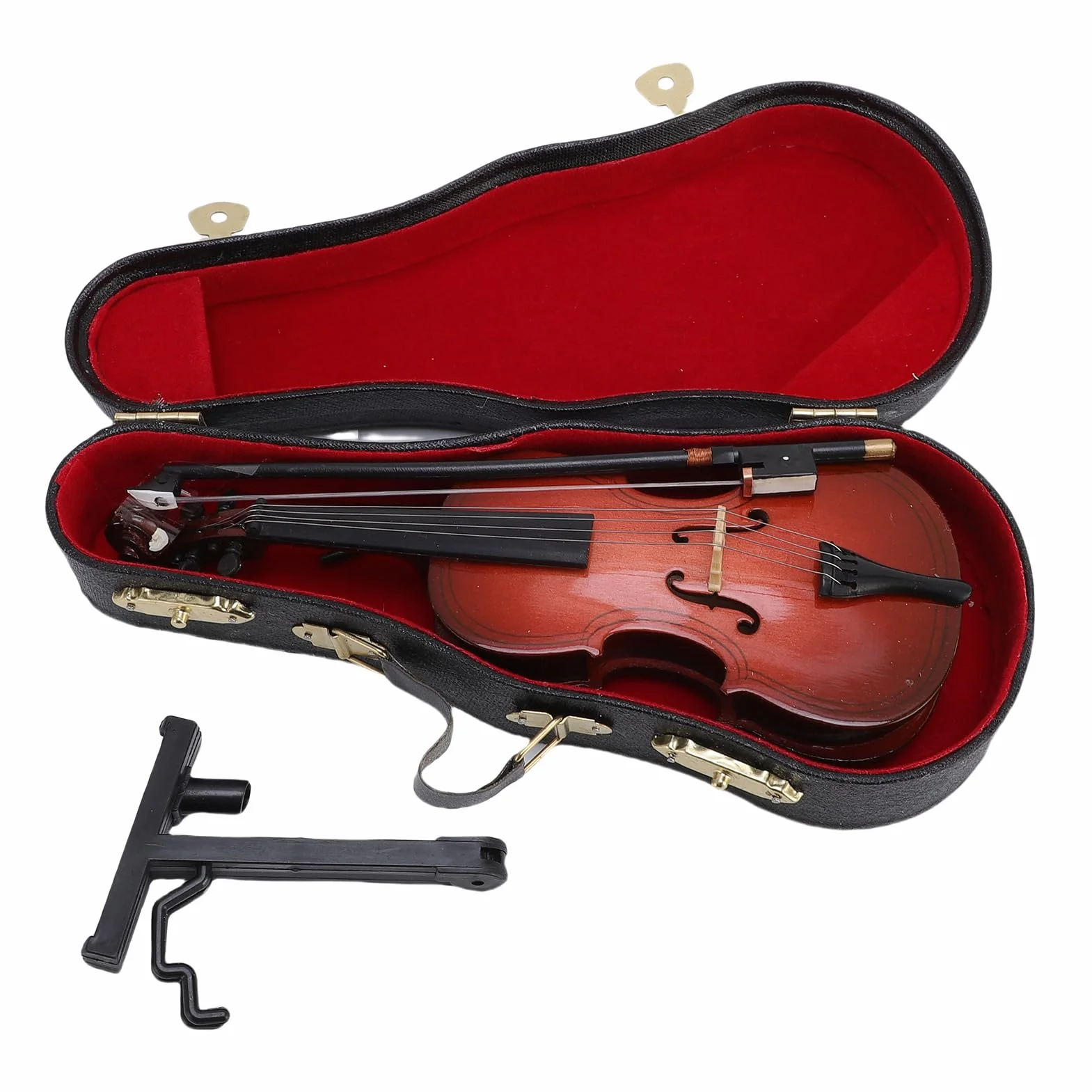 drewniany miniaturowy model wiolonczeli, model repliki instrumentu muzycznego z stojakiem bok case do lalki