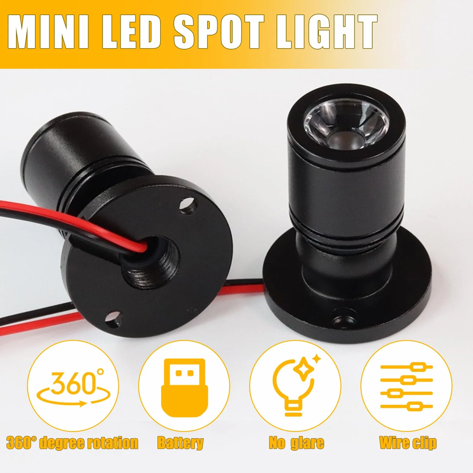 Joycabin Miniaturowe lampy LED 3V 1W do domków dla lalek z uchwytem na baterie AA