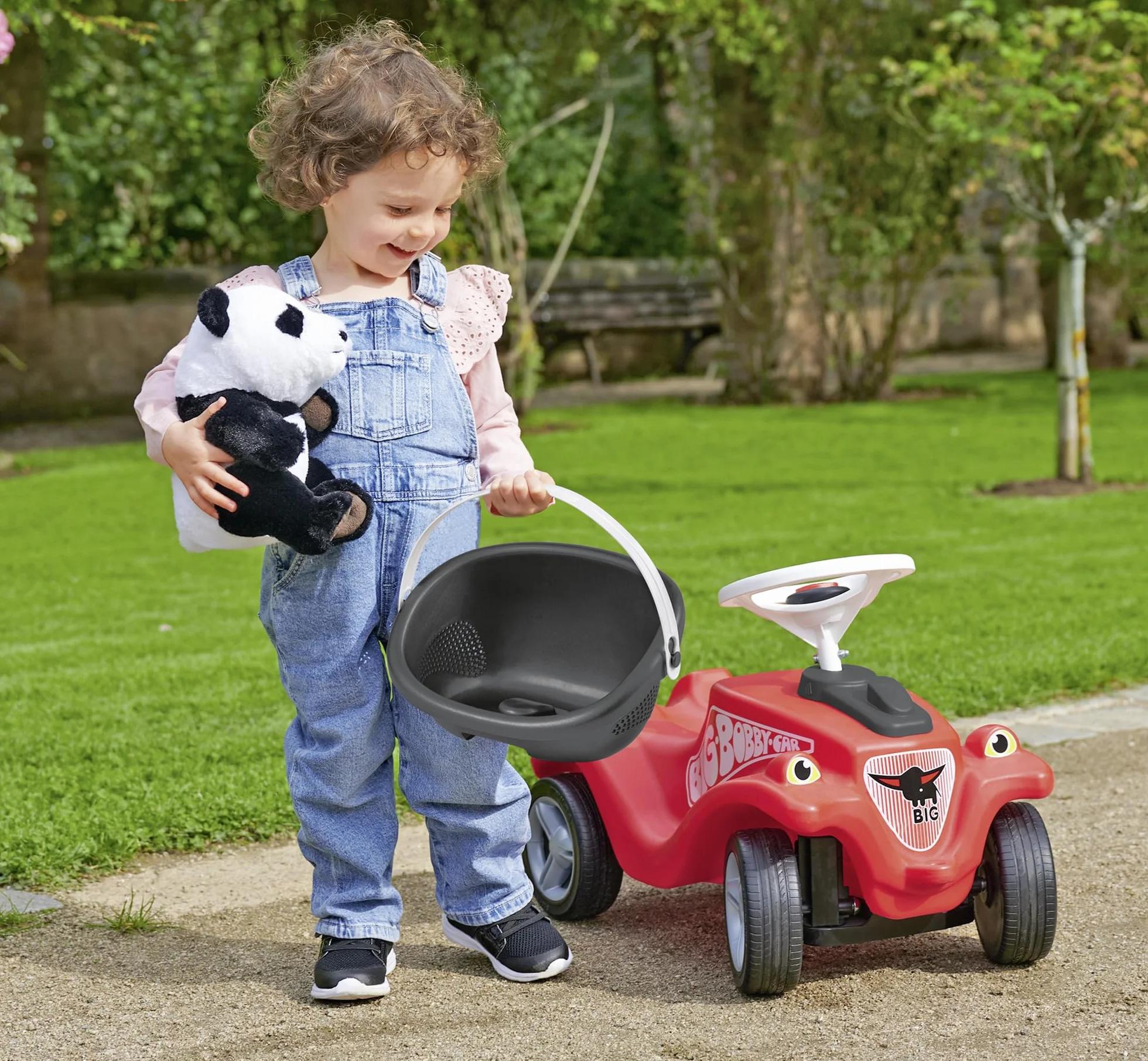 Big Bobby Car kosz bagażowy (czarno-biały) – akcesoria Bobby Car – koszyk z uchwytem i adapterem, kompatybilny ze wszystkimi samochodami Bobby, dla dzieci w wieku 1-5 lat