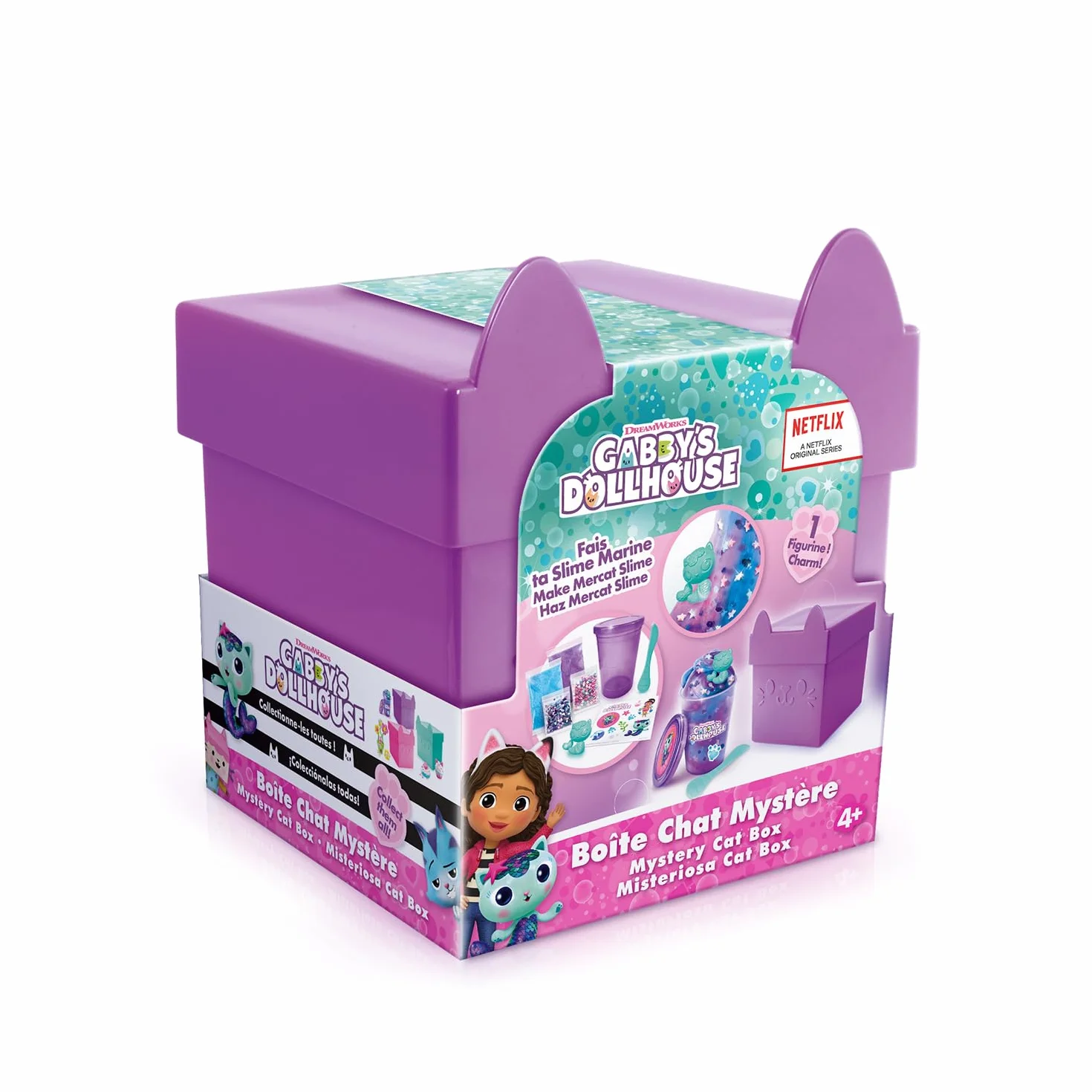 Canal Toys - Dom dla lalek Gabby - Pudełko Slime z niespodziankami od Gabby - Zestaw z 2 Slimami, naklejkami, figurką i niespodziankami - Dobry prezent lub niespodzianka - Gabby's Dollhouse Mystery