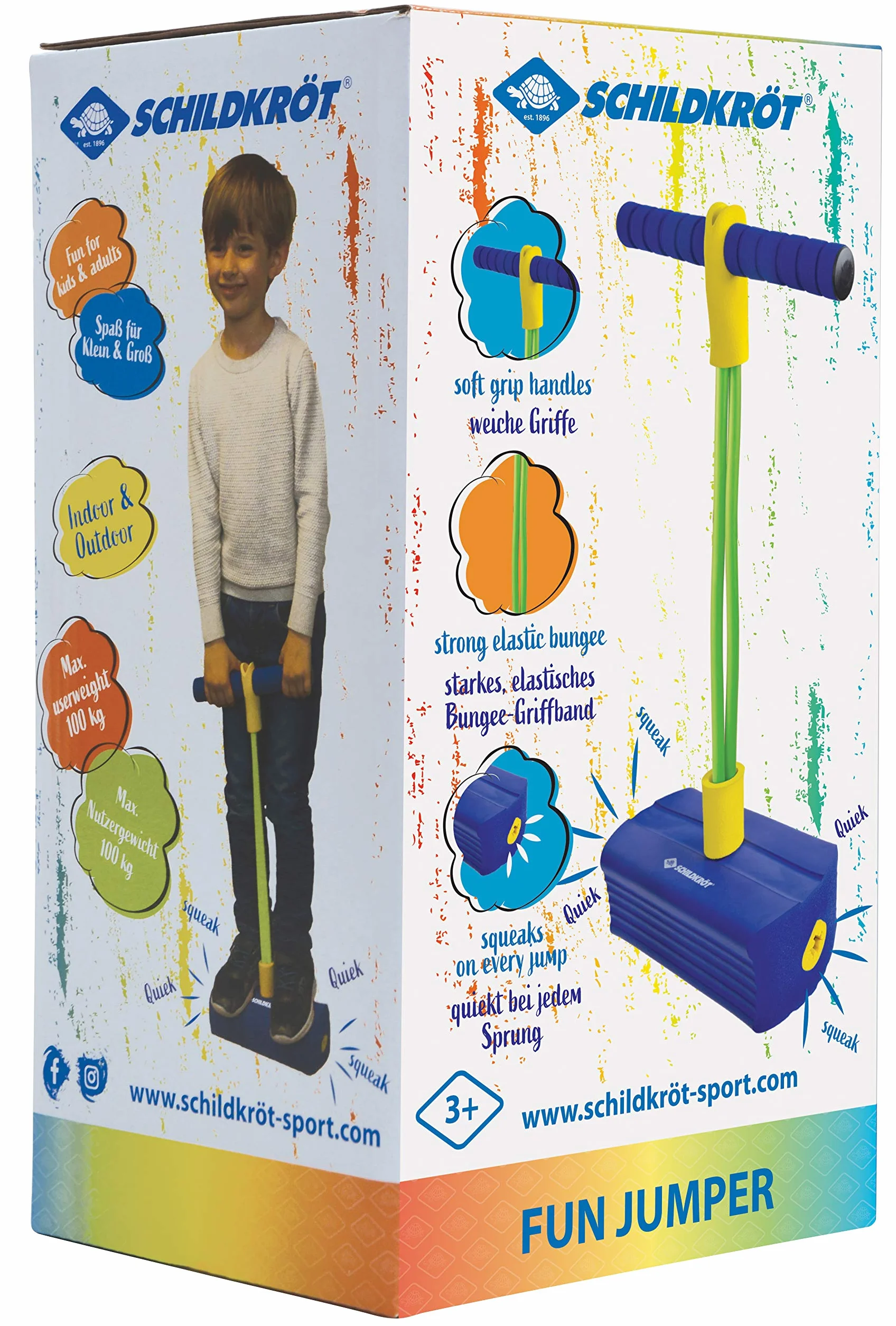 Schildkröt Fun Jumper piszczący Bungee Jumper z pianki z miękkimi uchwytami dla dzieci od 3 lat