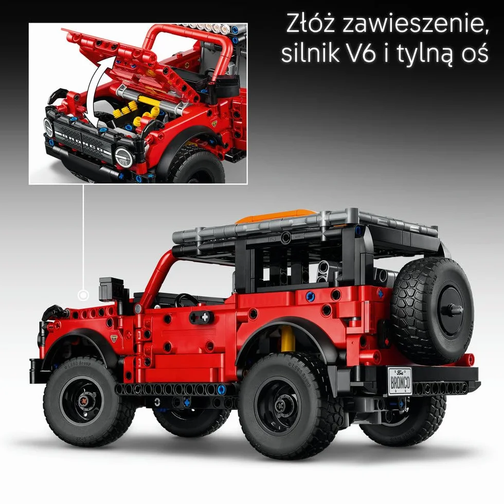 LEGO Technic SUV Ford Bronco, model samochodu do składania dla 9-latka, zabawka konstrukcyjna dla chłopców, dziewczynek i fanów motoryzacji, pomysł na prezent dla dziecka i ozdoba do pokoju 42213