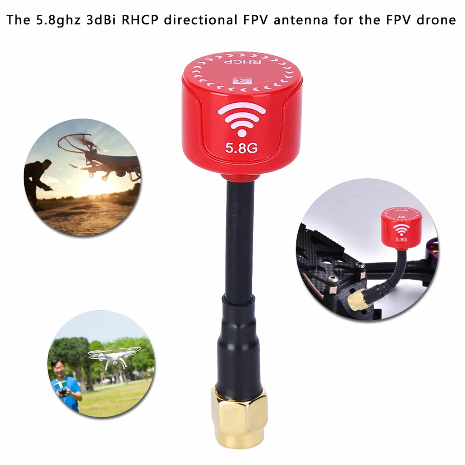 5.8Ghz 3dBi RHCP Antena o Wysokim Zysku Elastyczna Instalacja Silny sygnał dla FPV Racing Drone Części do Zdalnego Sterowania Akcesoriami (Czerwony)