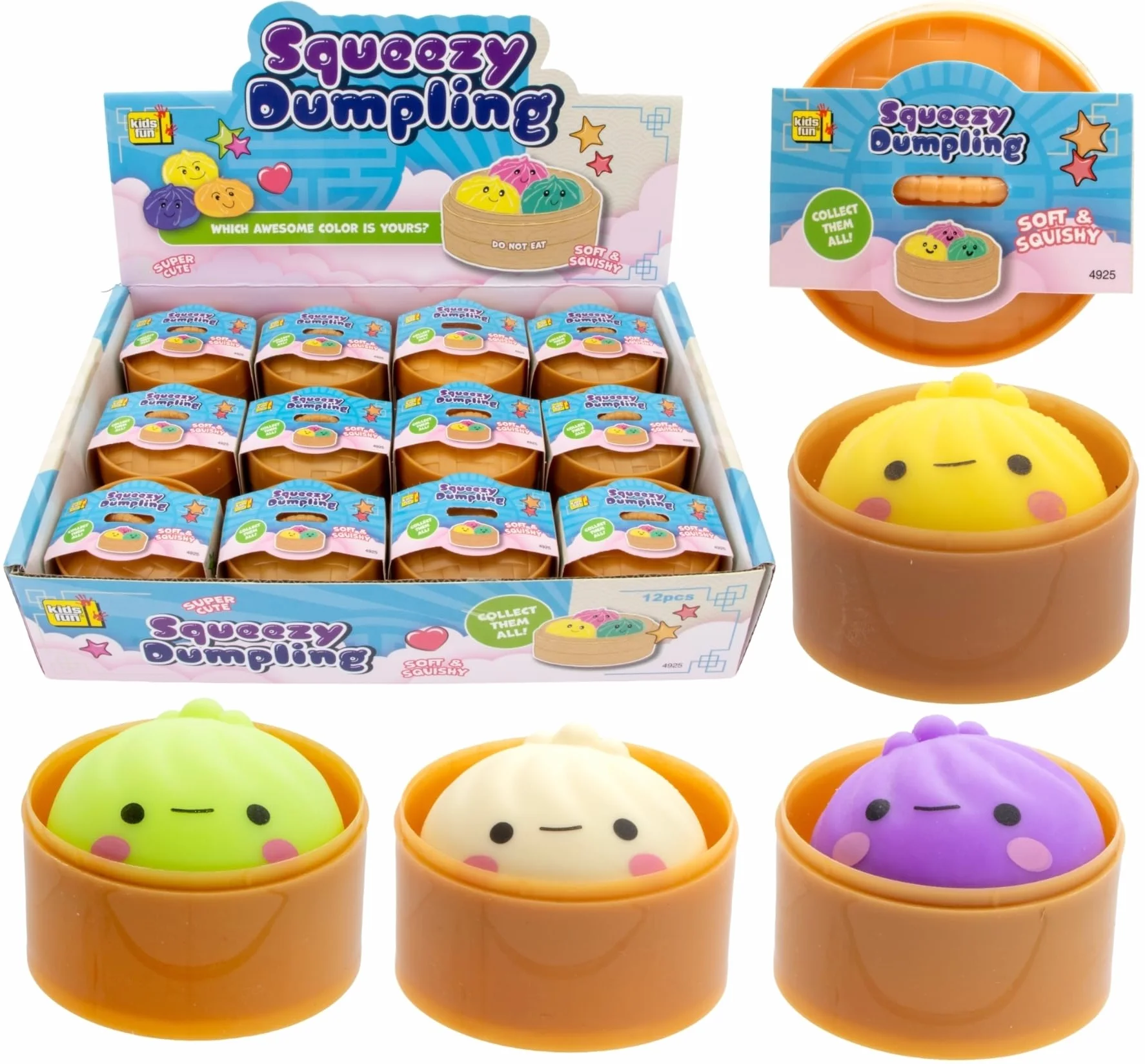 Kompatybilny z Surprise Squishy Dumpling 5,5 cm – przypadkowy model – zabawny dumpling do wciskania – 1 sztuka