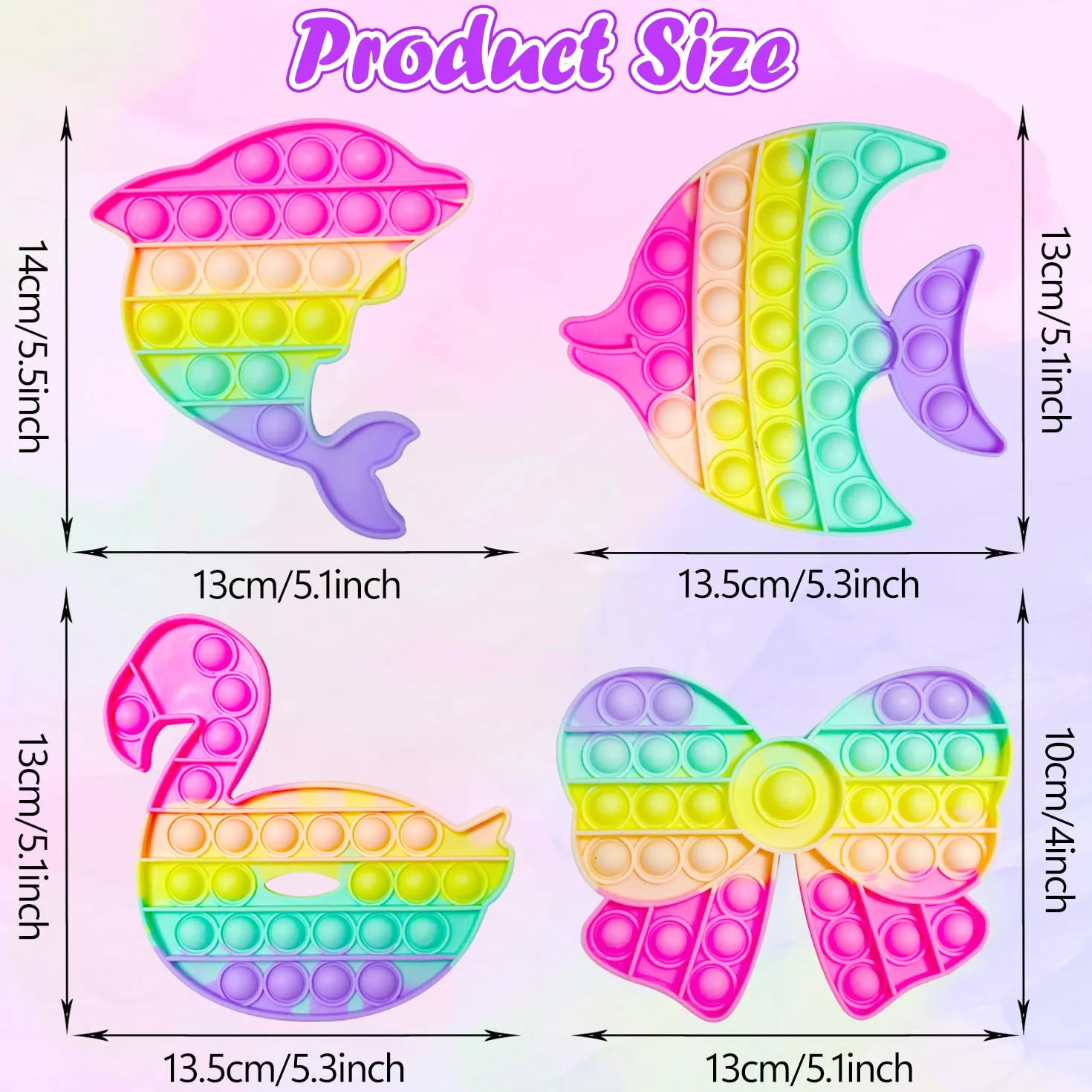 Yeefunjoy Push IT and POP Bubble, zestaw 4 zabawek Poppit Pop Fidget, zabawka sensoryczna, redukuje stres, prezent urodzinowy dla dorosłych i dzieci, aby złagodzić lęk i autyzm
