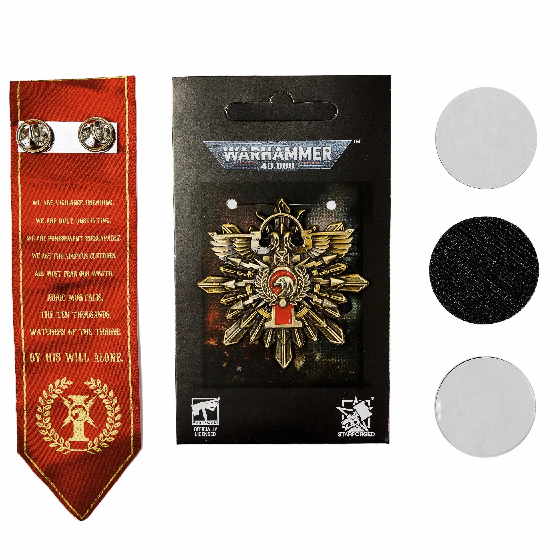 Starforged Brosche Mark of the Ten Thousand Golden Legion Adeptus Custudes Warhammer 40K Merchandise Pin Badge, Złoty