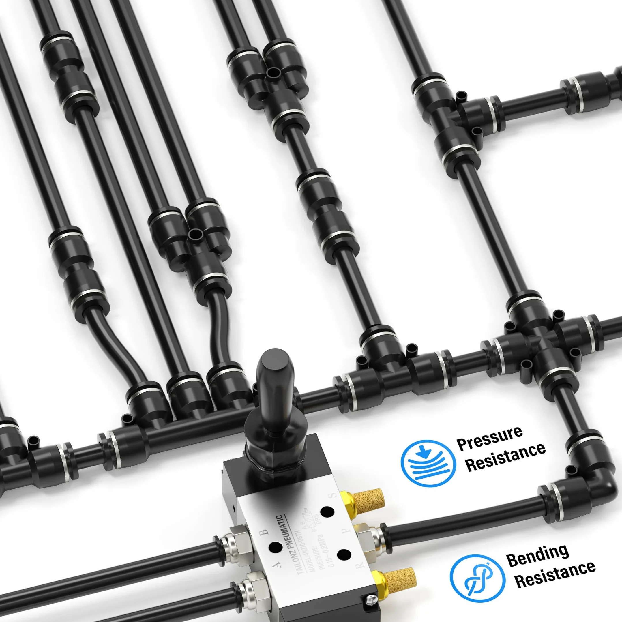 TAILONZ PNEUMATIC Czarny 10 mm OD 10 metrów PU Air Tubing Wąż Pu Air Hose do przewodów powietrznych lub rur transferowych płynu