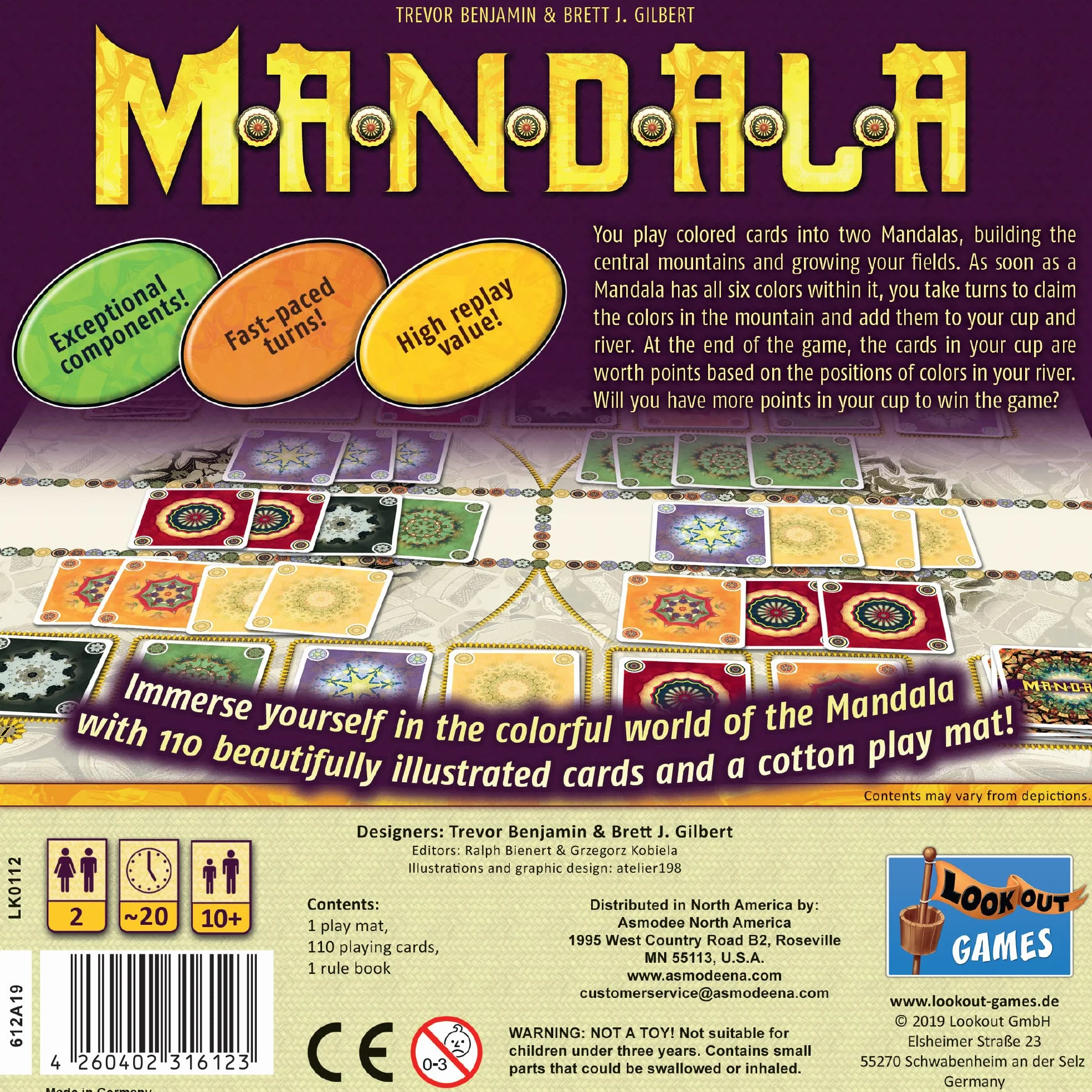 Lookout Spiele, Mandala, Board Game, 2 Players, Ages 10+, 30 to 60 Minute Playing Time