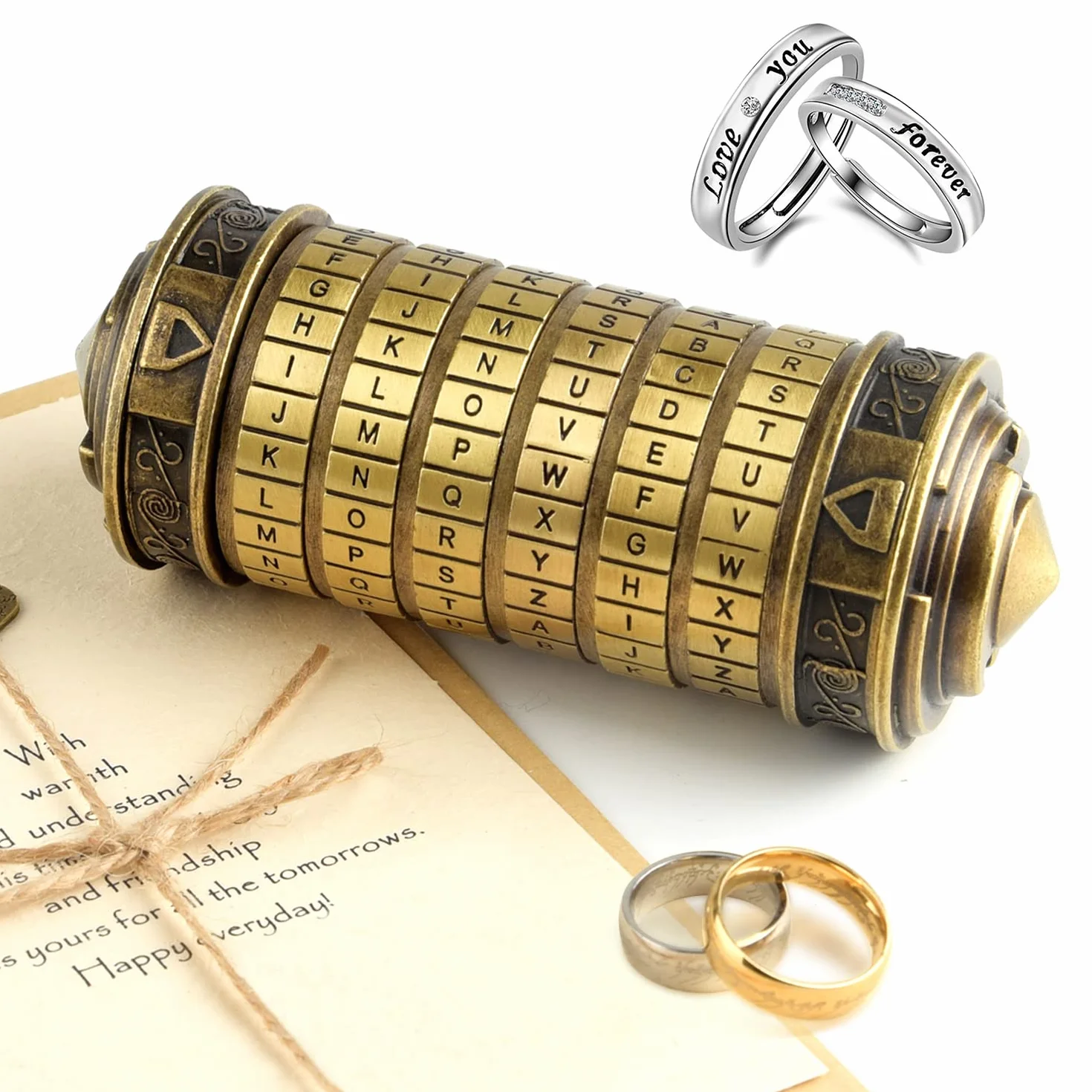TUPARKA 5 sztuk Da Vinci Code Mini Cryptex Puzzle Boxes, interesujący kreatywny prezent brąz