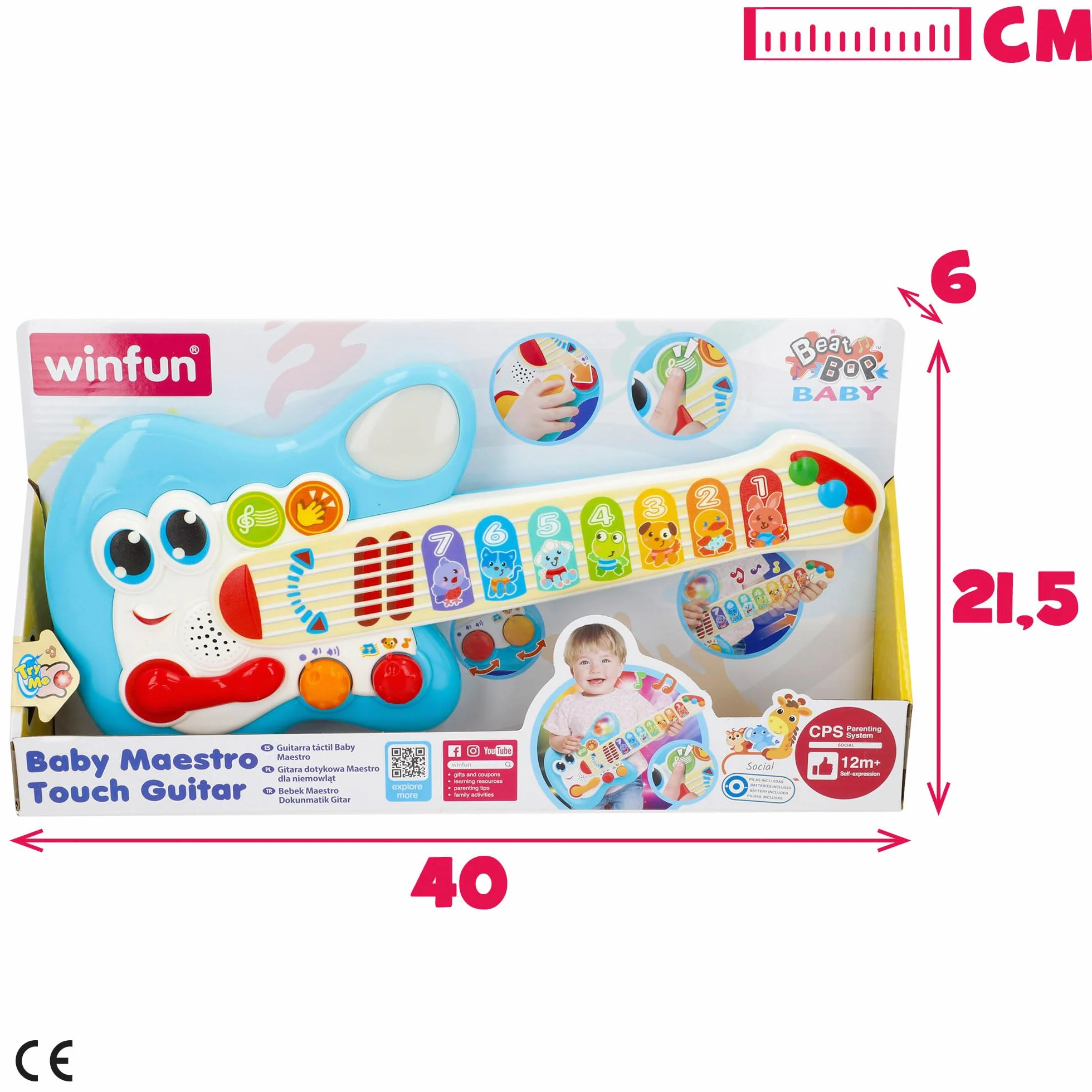 Winfun Gitara elektryczna dla dzieci z muzyką, światłem i dźwiękiem, zabawka muzyczna, prezent dla dziecka 1 rok