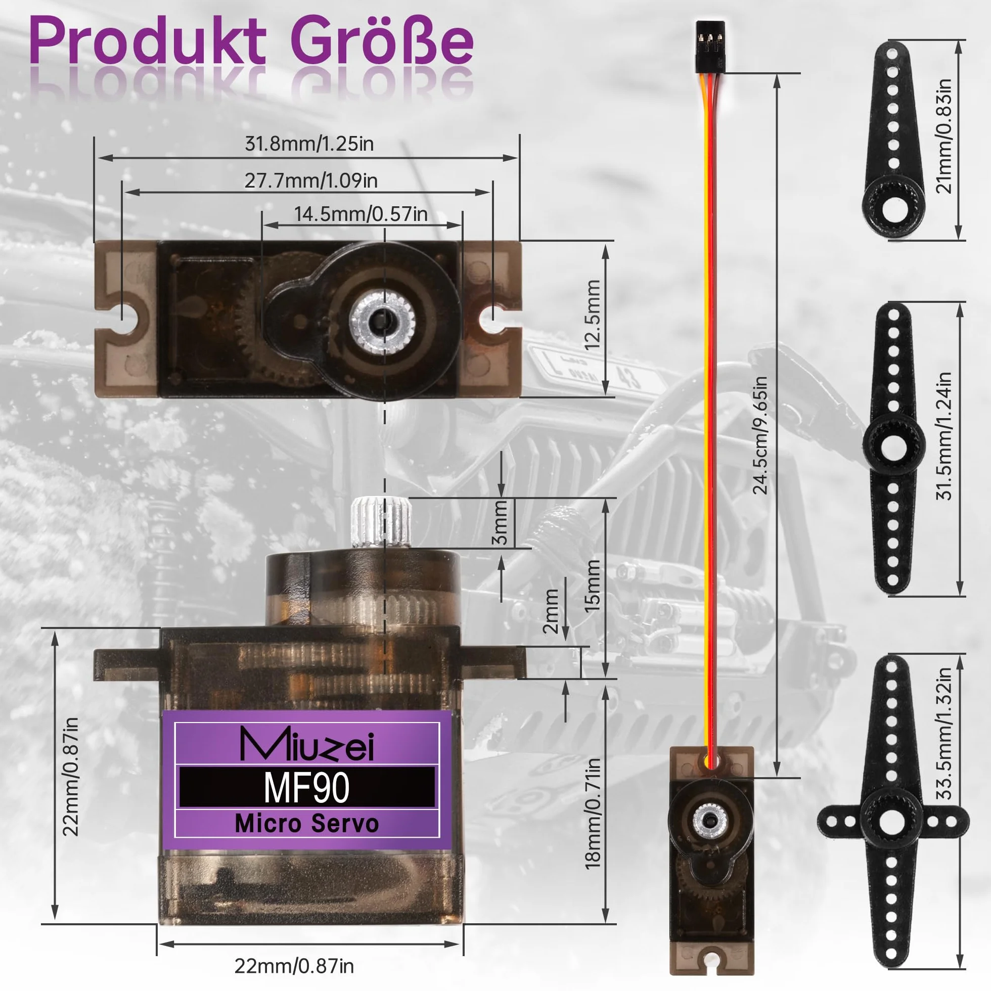 Miuzei Micro Servo Metal Gear 9G RC Serwo do Arduino Helikopterów Łodzi Samochodów 1/10 1/8 Zestaw 4 sztuki